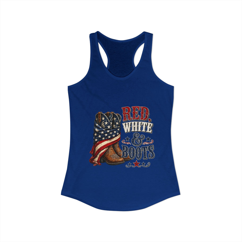 Red, White, & Boots Women's Ideal Racerback Tank