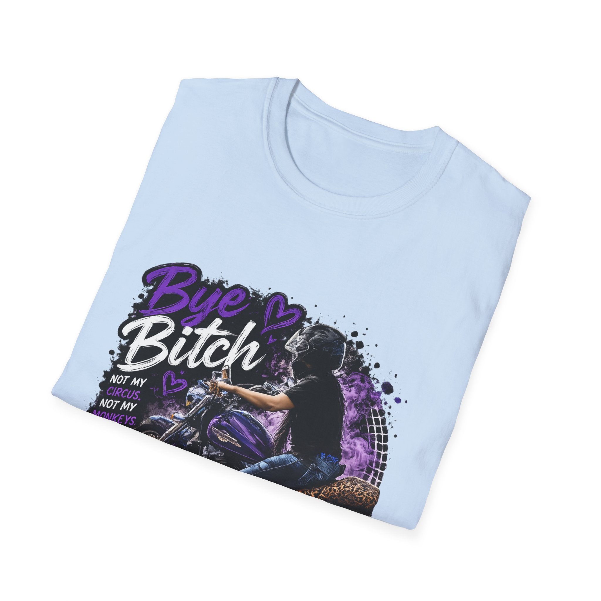 T‑Shirt "Bue Bitch" Purple Motorcycle Design – Biker Babe Graphic
