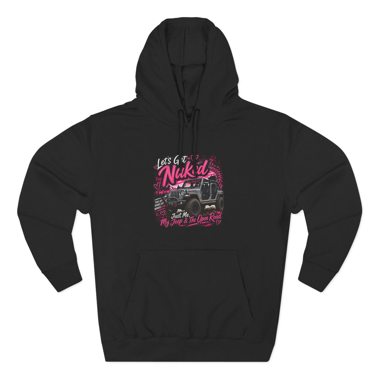 Jeep 'Let's Get Naked' Graphic Hoodie — (Pink) Off-Road Adventure Pullover