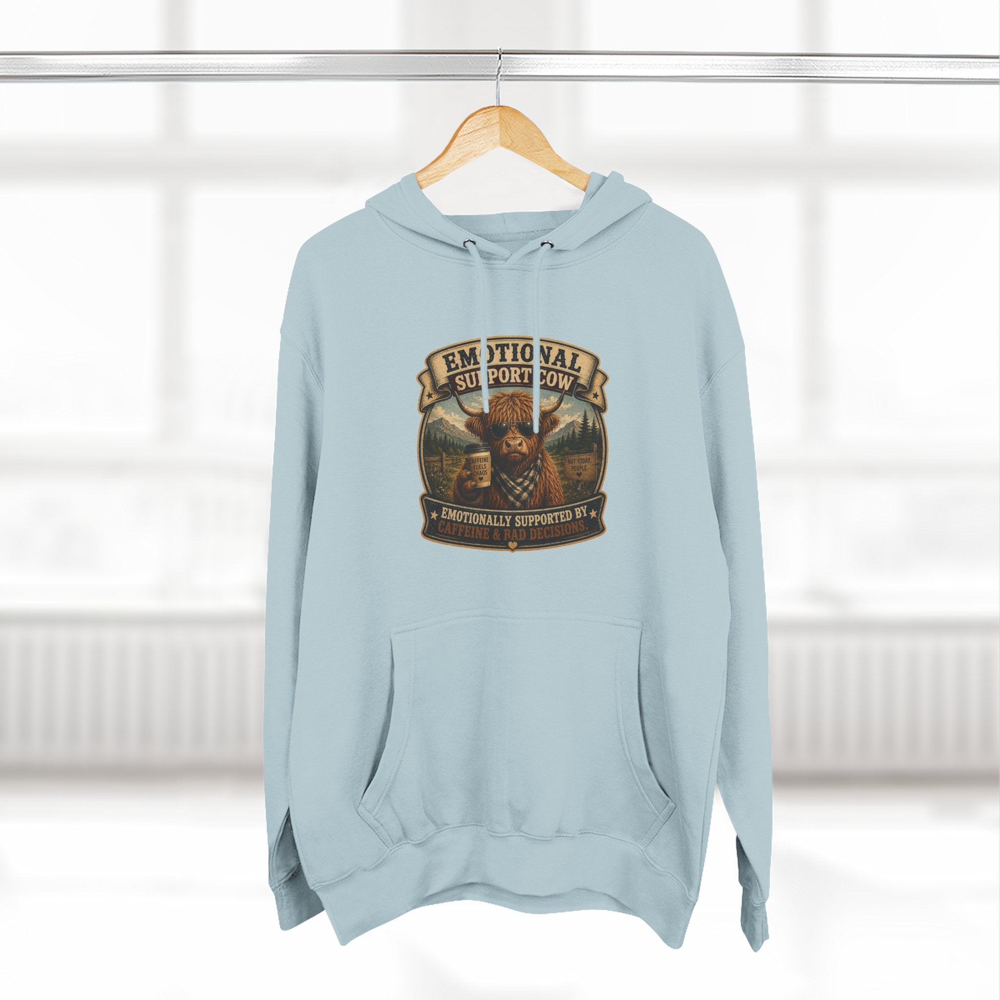Socially Awkward Highland Cow - Three-Panel Fleece Hoodie