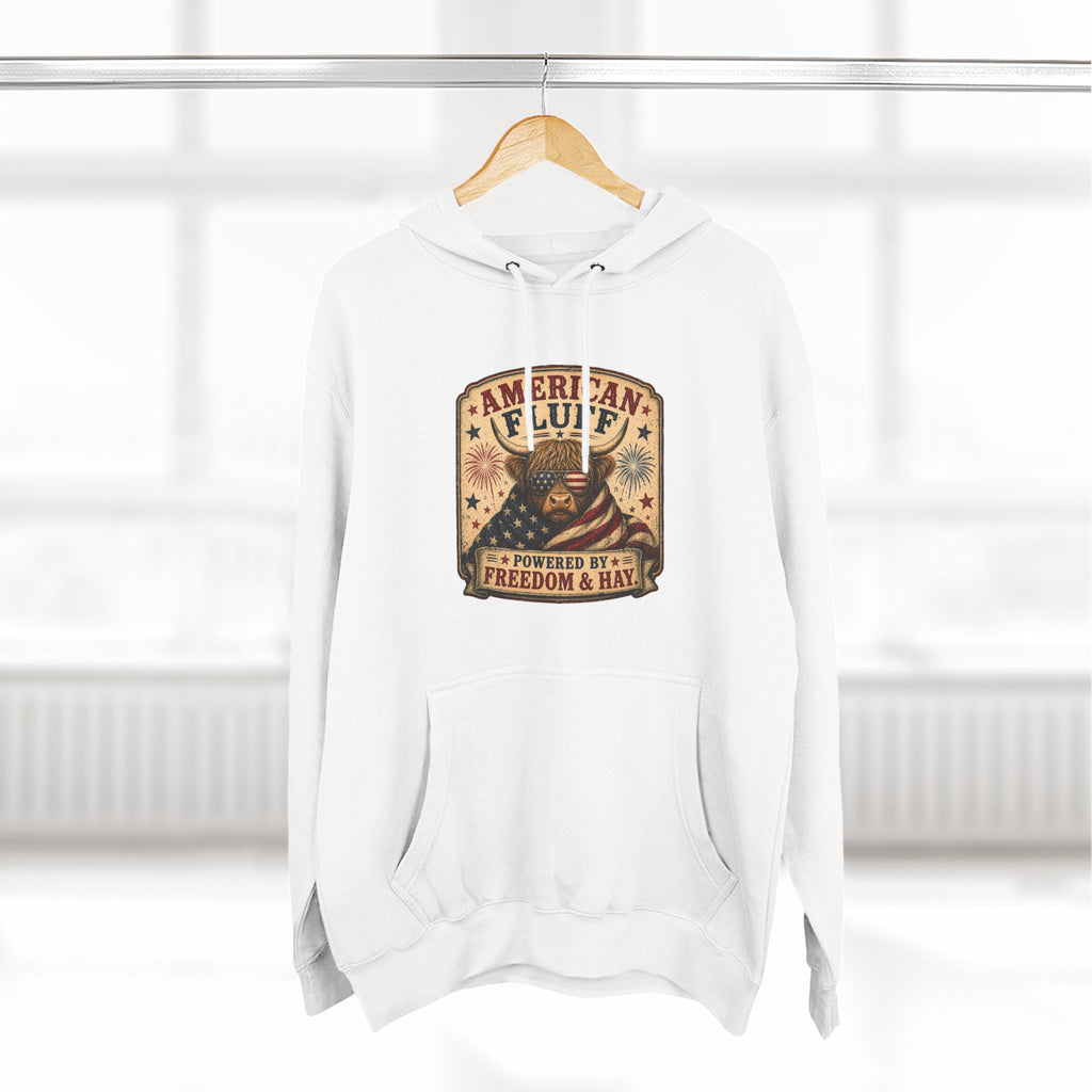 American Fluff Highland Cow Three-Panel Fleece Hoodie