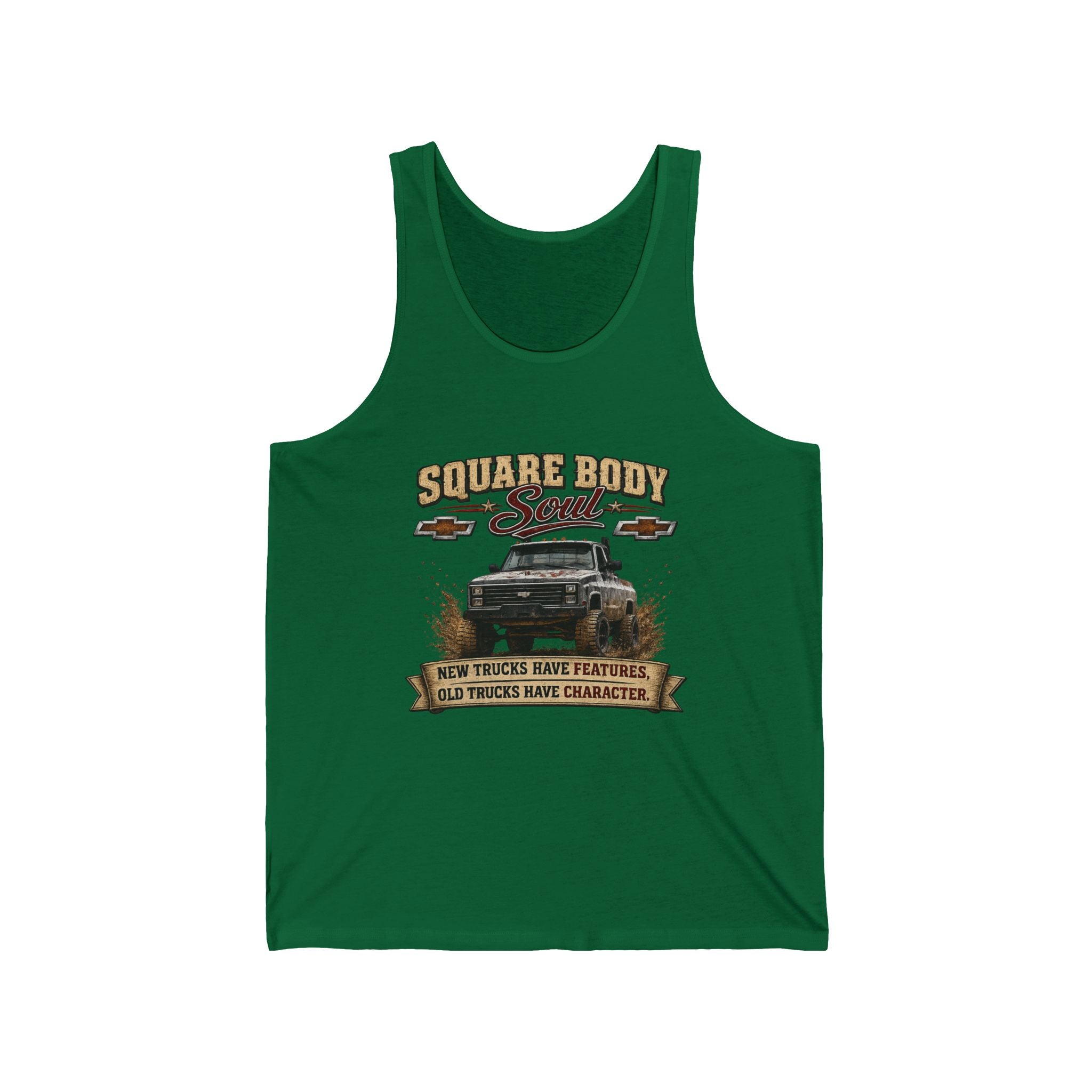 "Square Body" Classic Truck Tank ("New Trucks Have Features, Old Trucks Have Character") - Tank Top