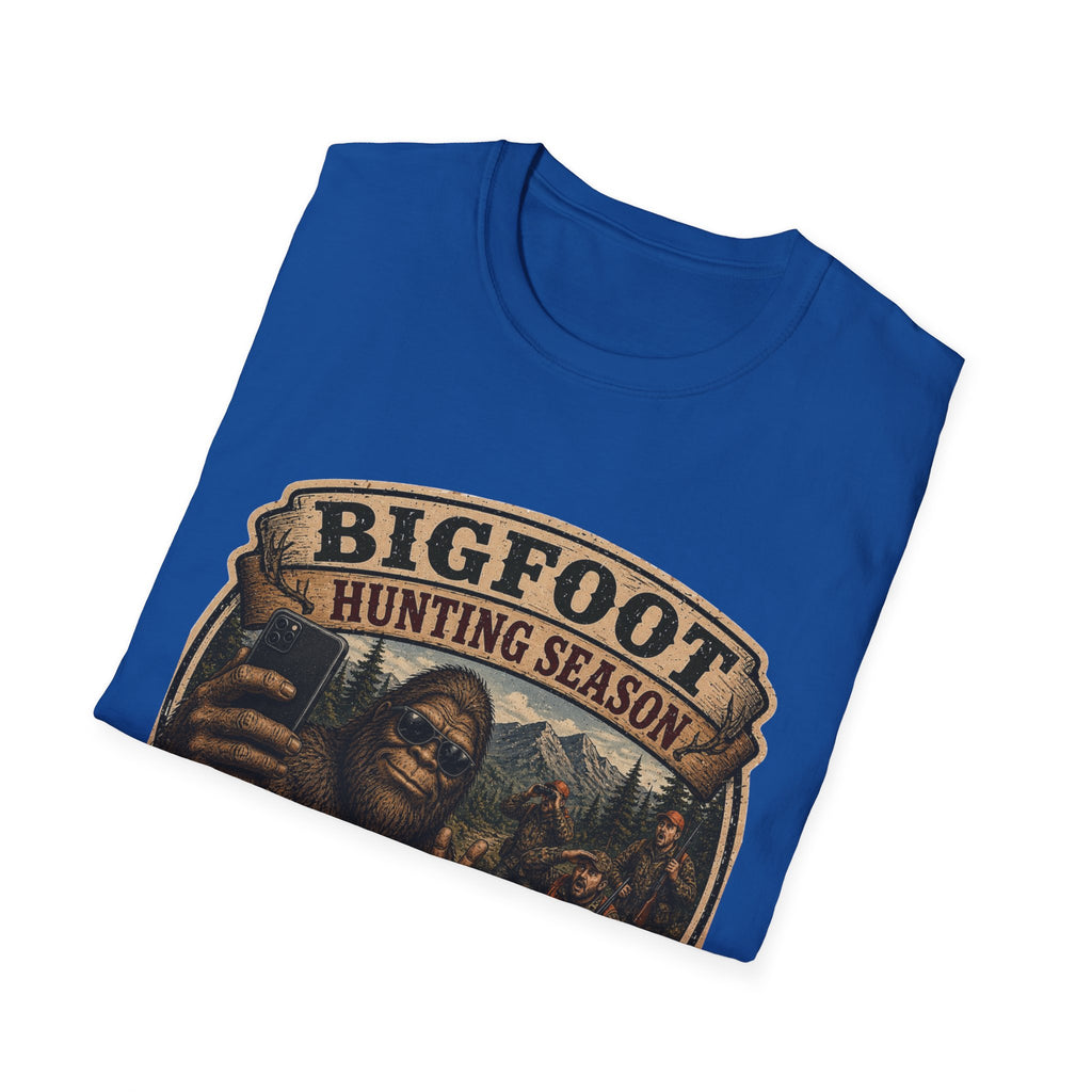 Bigfoot Hunting Season T-Shirt — 'Nice Try' Funny Sasquatch Tee