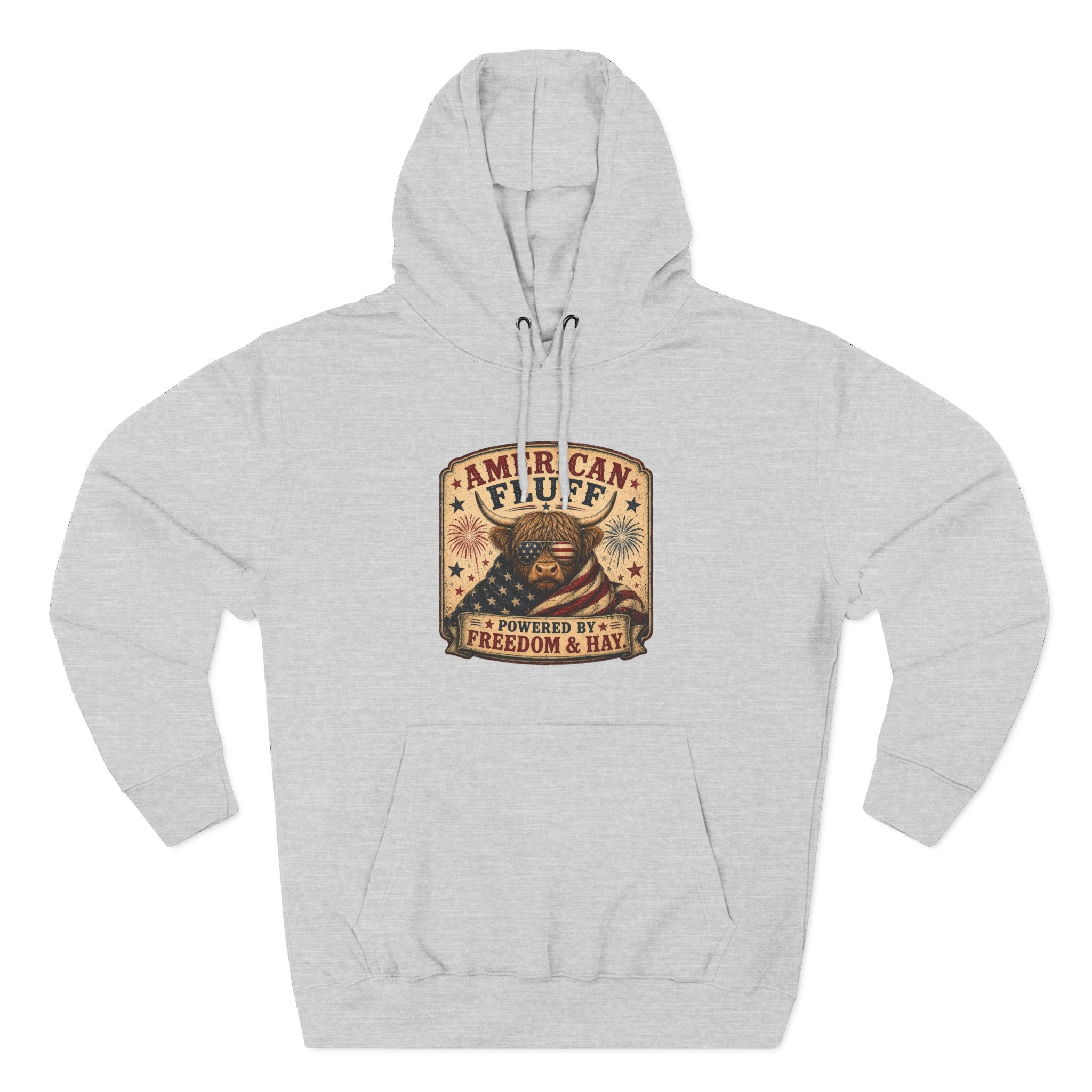 American Fluff Highland Cow Three-Panel Fleece Hoodie