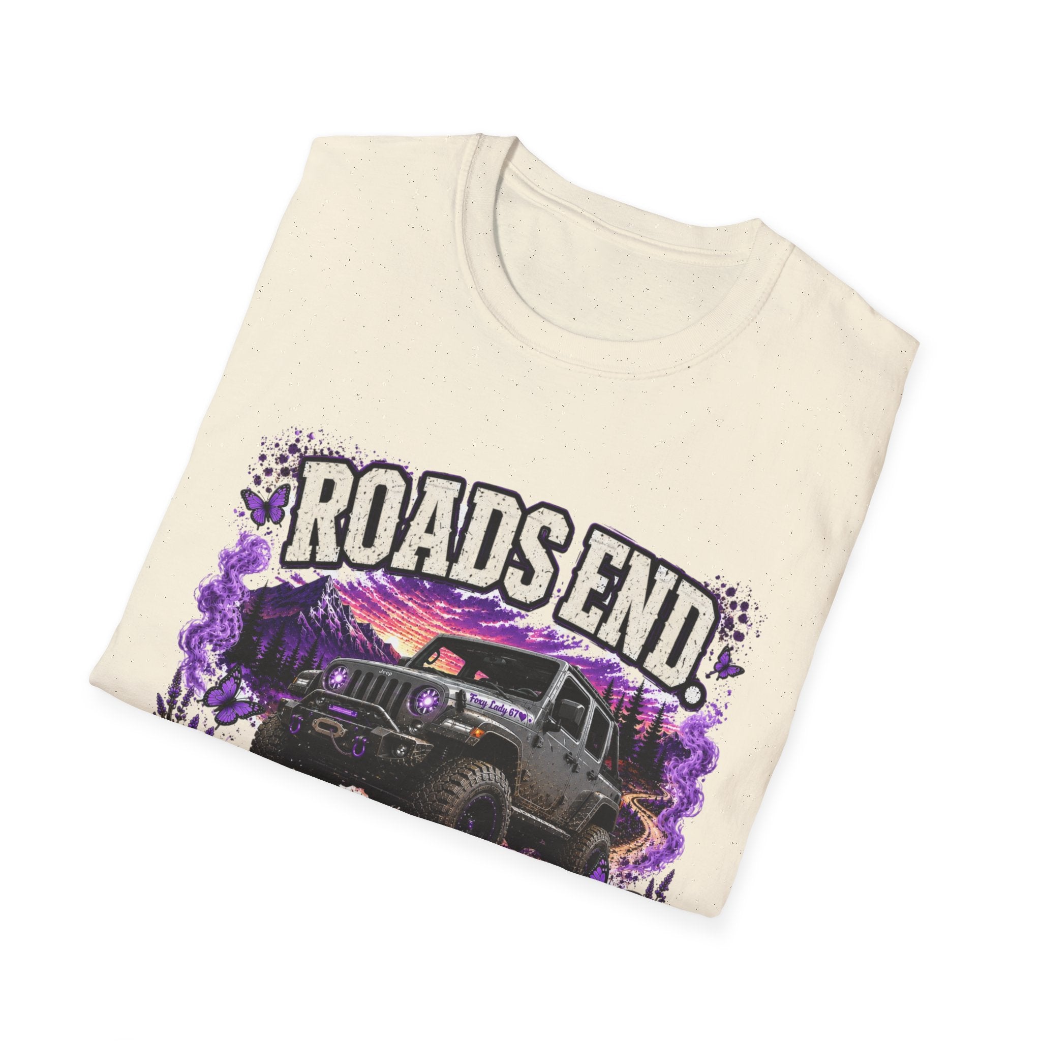 Roads End Jeep (Purple) Unisex Softstyle T-Shirt
