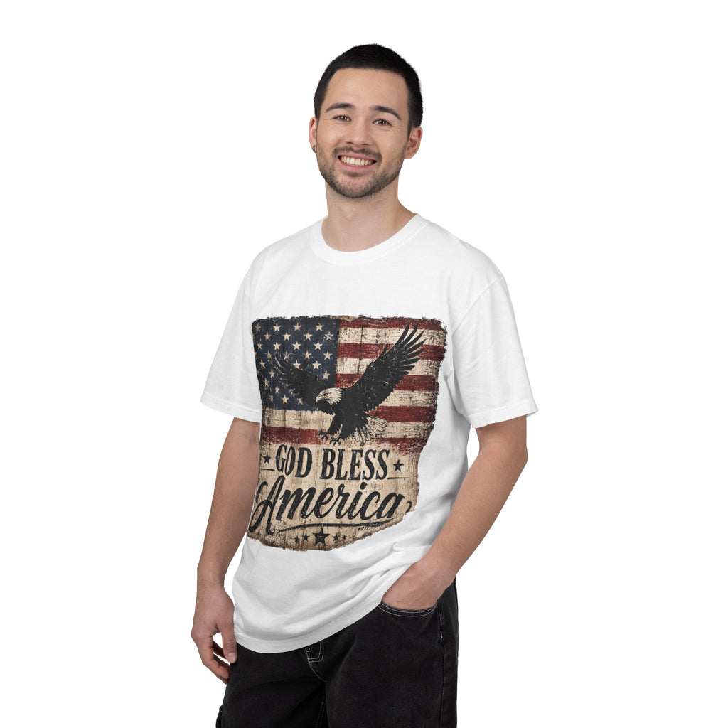 God Bless America T-Shirt — Vintage Flag & Eagle Patriotic Tee