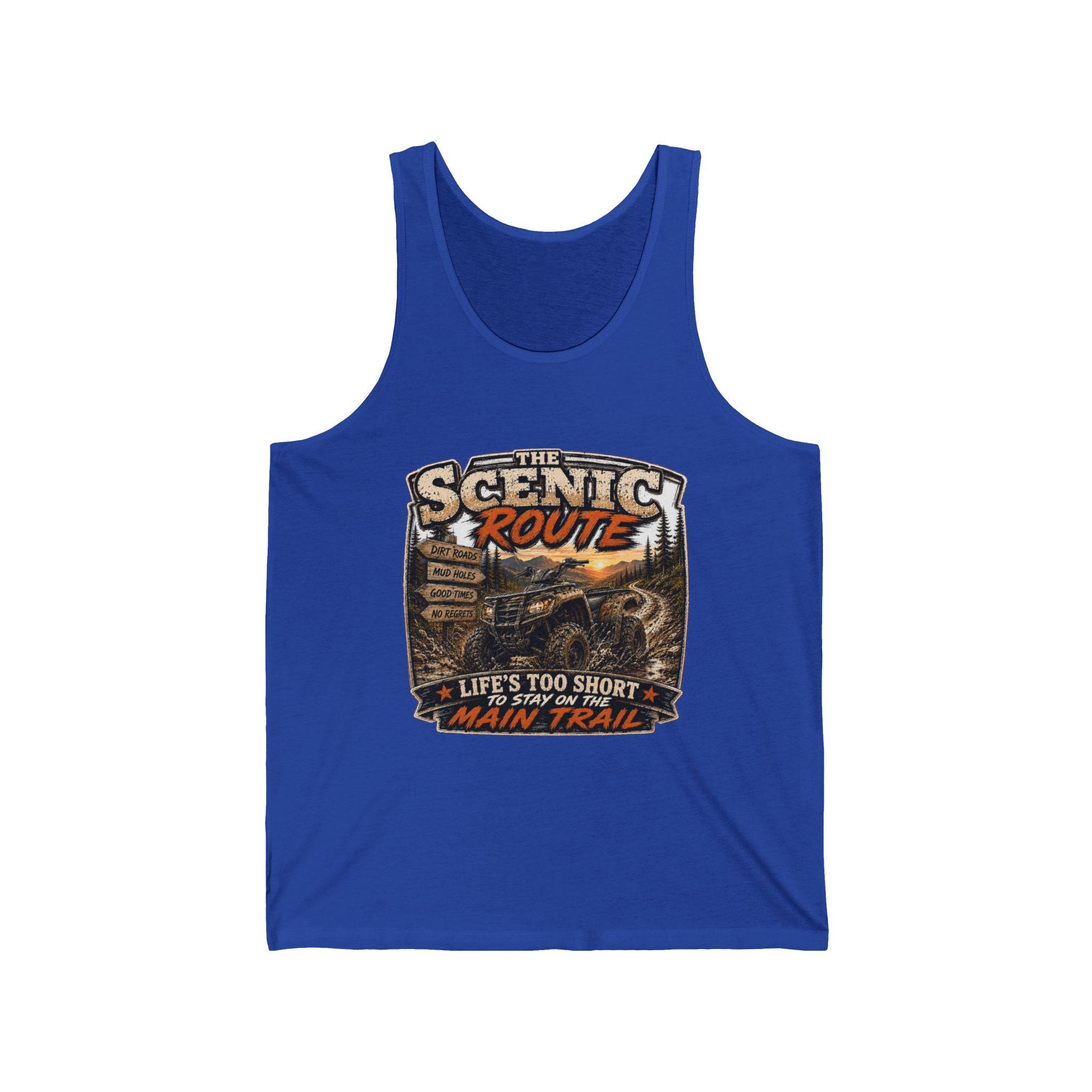 “Life’s Too Short, Take the Main Trail” Outdoor Adventure Tank — Scenic Route Tank Top