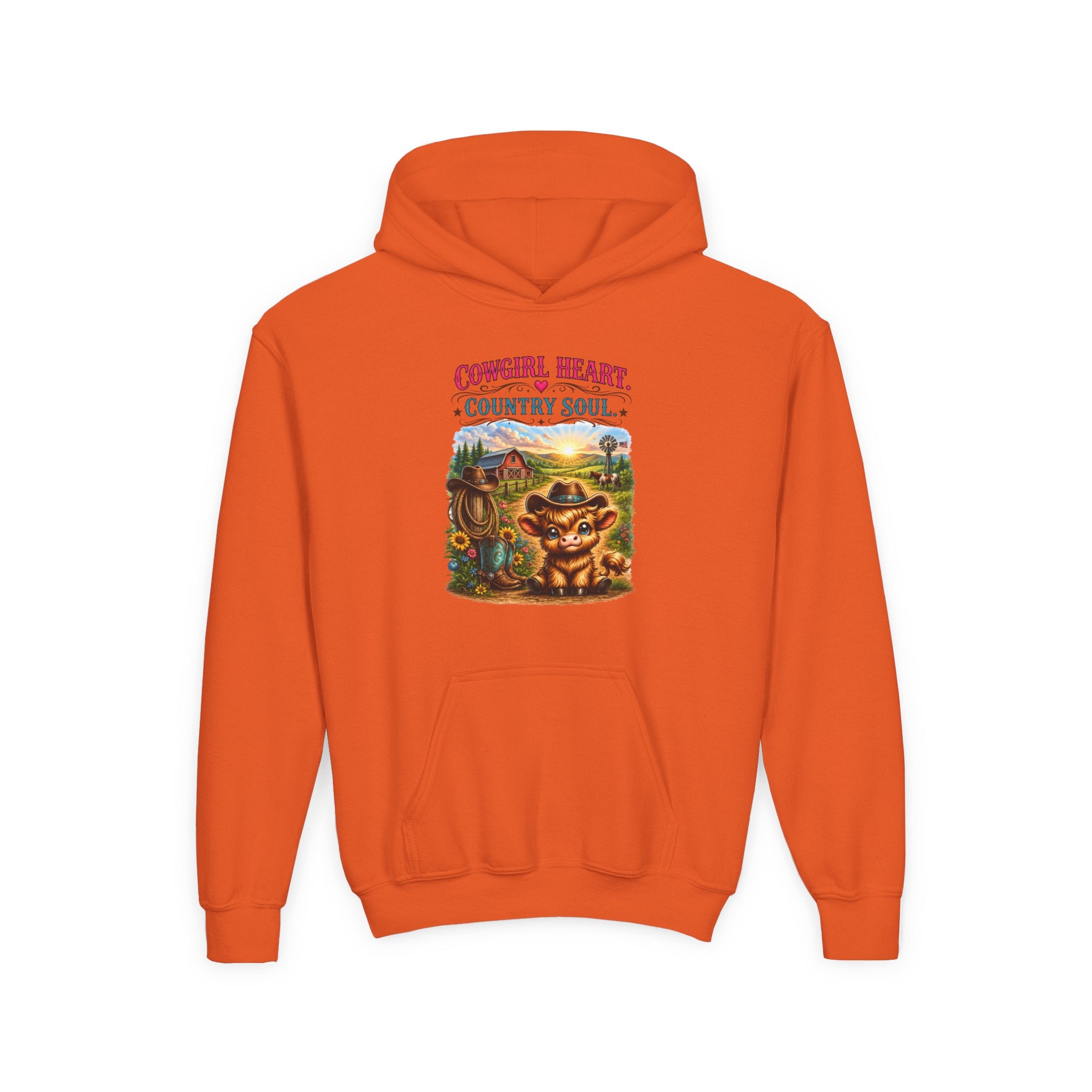 Cowgirl Heart Country Soul Youth Heavy Blend Hooded Sweatshirt
