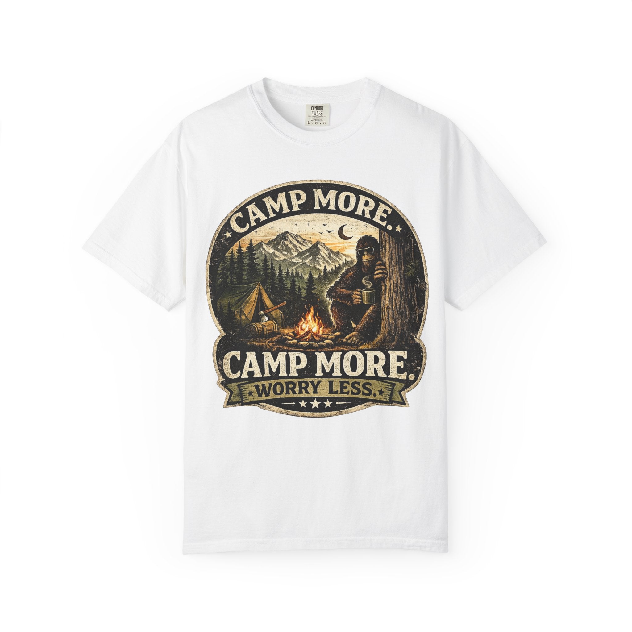 Camp More Worry Less Bigfoot T-shirt