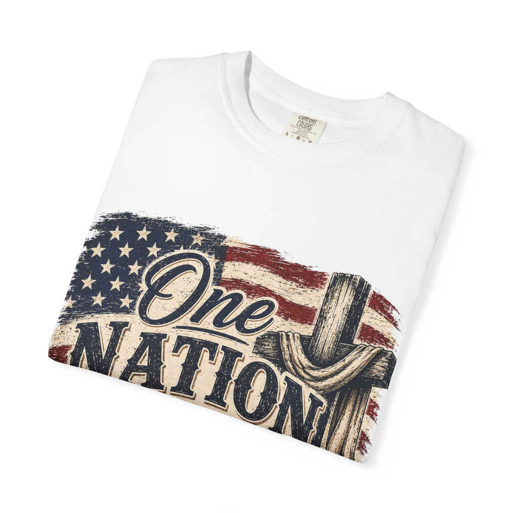One Nation Under God T-Shirt — Patriotic American Flag & Cross Tee