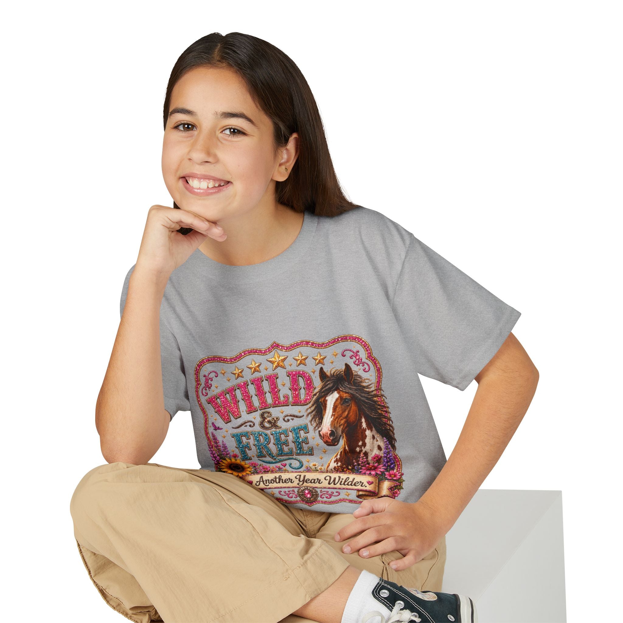 "Another Year Wilder" Horse Graphic — Wild & Free Youth T‑Shirt