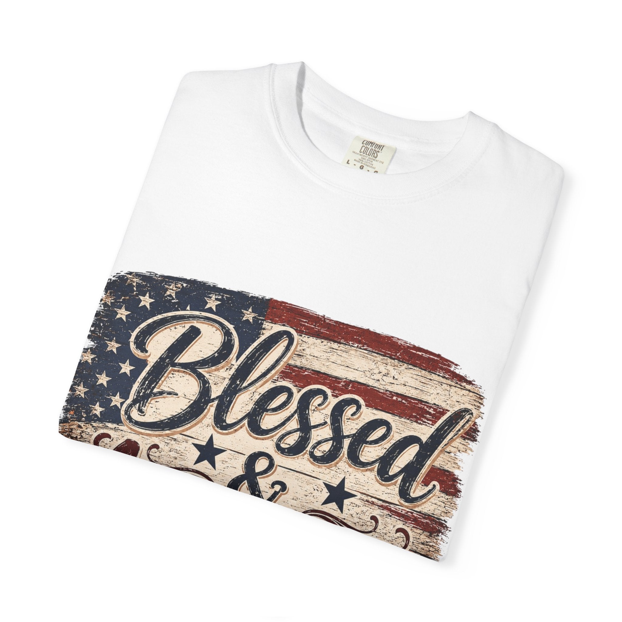 Blessed & American T-Shirt — Patriotic Vintage Flag Tee for 4th of July