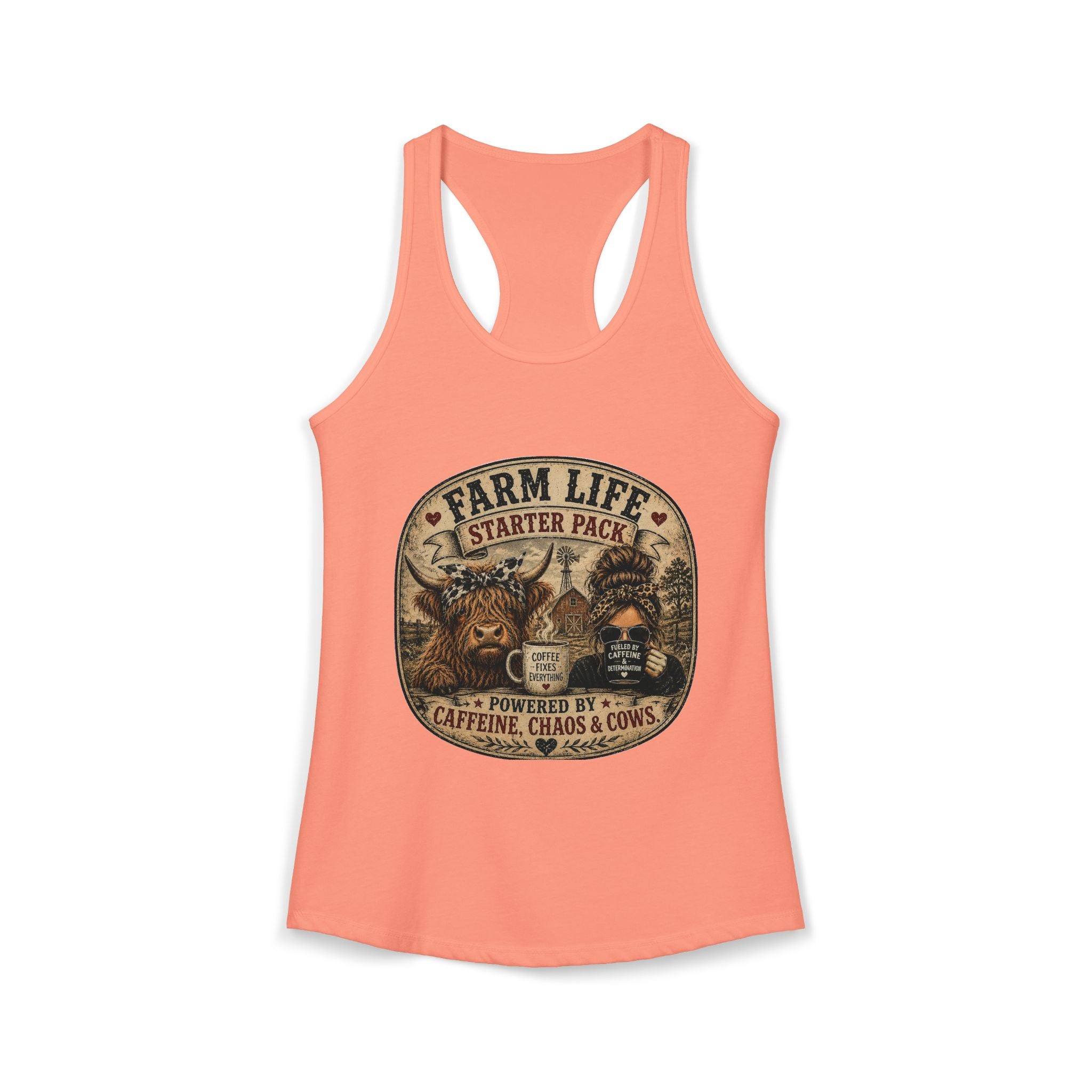 Farm Life Highland Cow Women's Ideal Racerback Tank