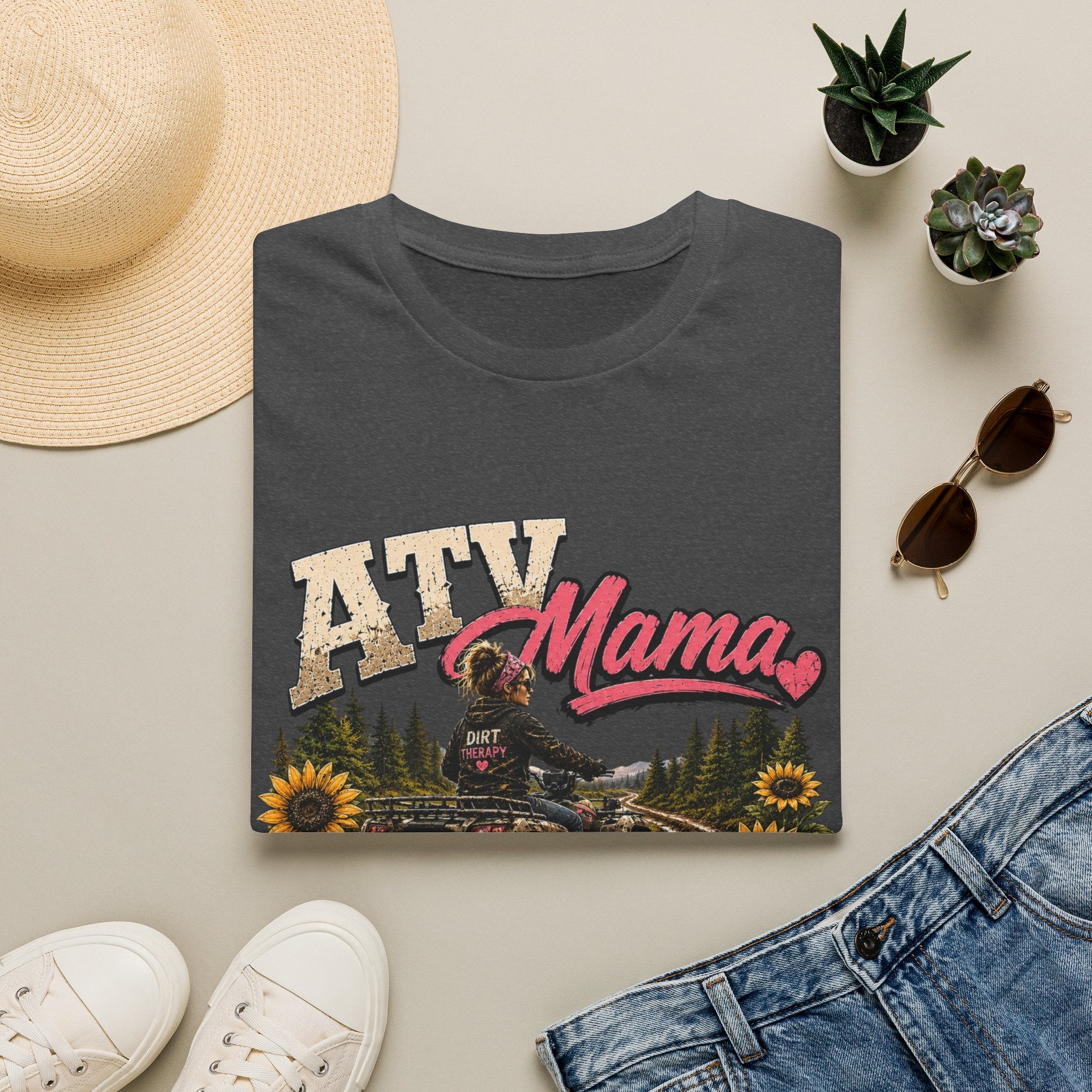 ATV Mama T-Shirt — Messy Hair, Muddy Boots Graphic Tee for Moms