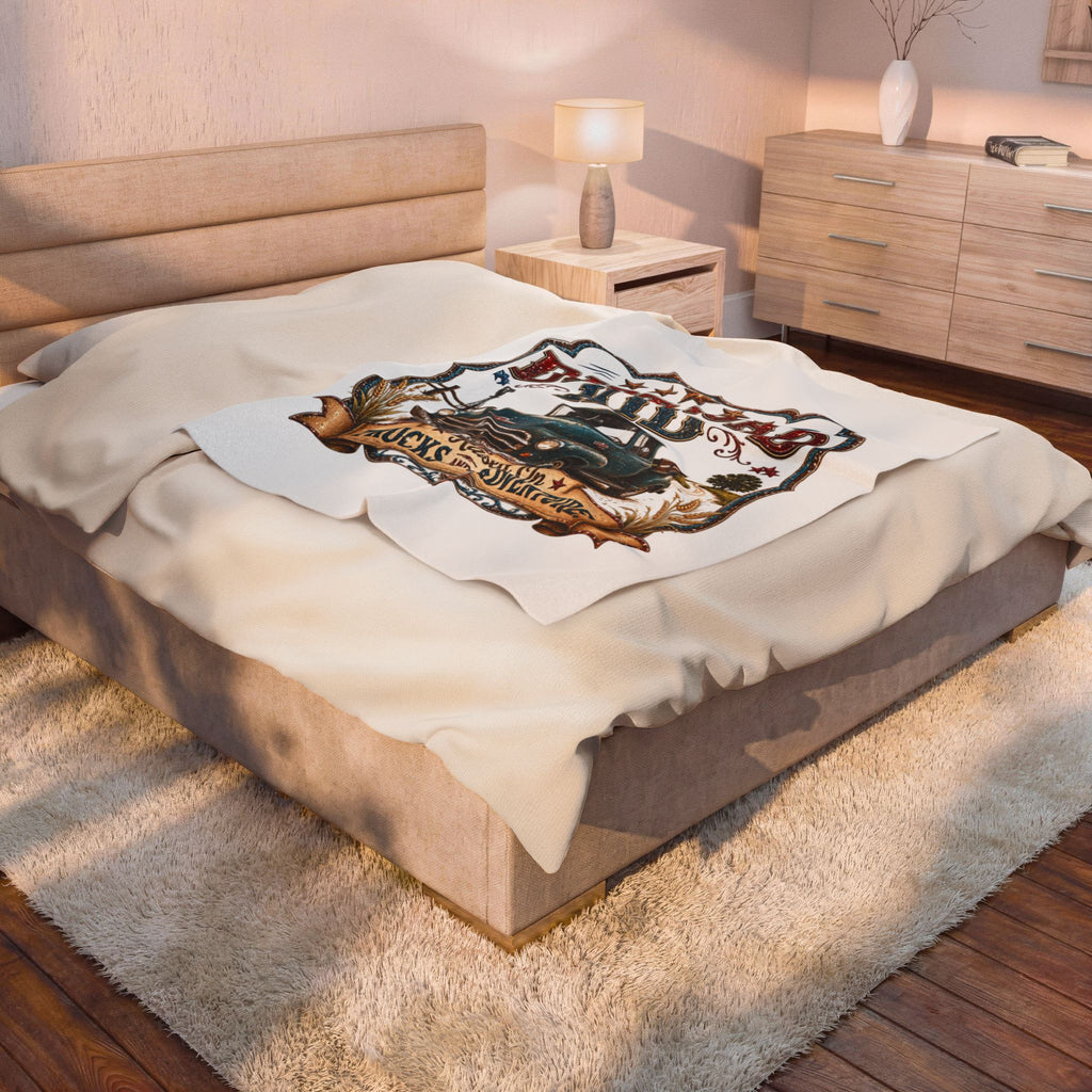 "Dirt Road Kid: Raised on Trucks & Adventure" Retro Truck Throw — Velveteen Blanket