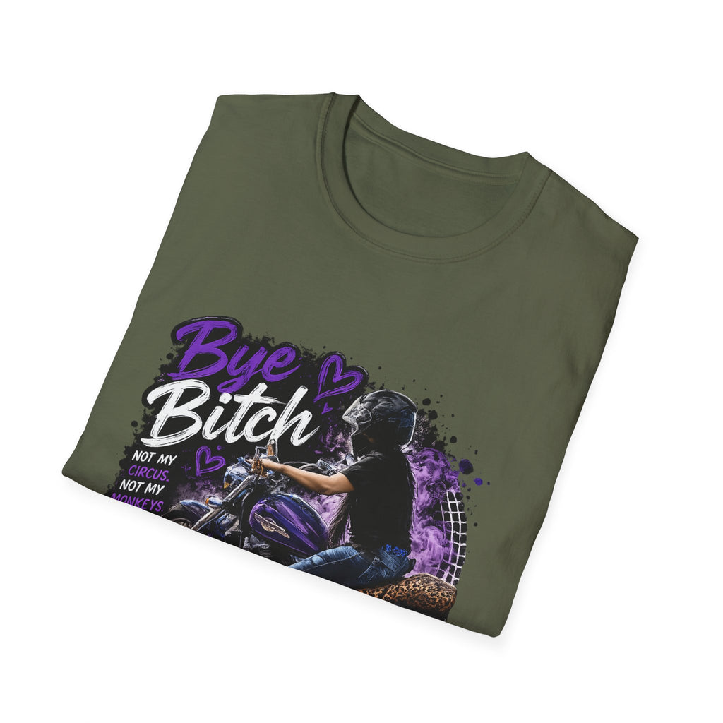 T‑Shirt "Bue Bitch" Purple Motorcycle Design – Biker Babe Graphic