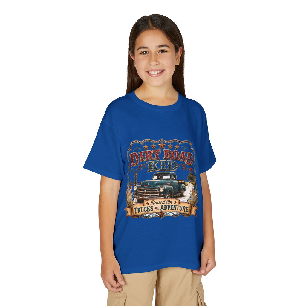 Vintage Truck 'Raised on Trucks & Adventure' Graphic Tee - Youth Dirt Road Kid T-Shirt