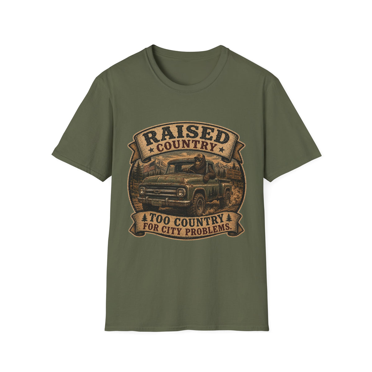 Raised Country T-Shirt — "Too Country for City Problems" Vintage Truck Tee