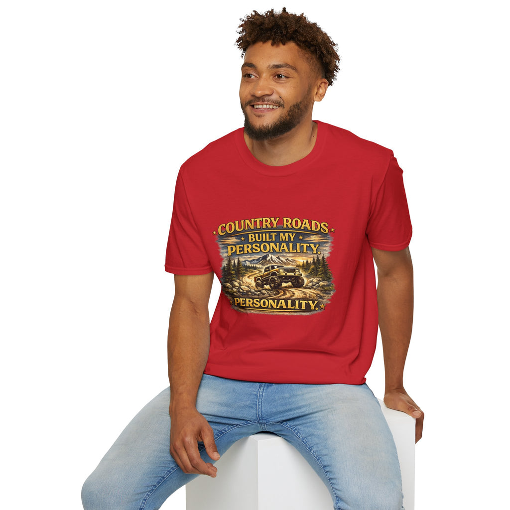 "Country Roads Built My Personality" Vintage Mountain Truck Tee — T-Shirt