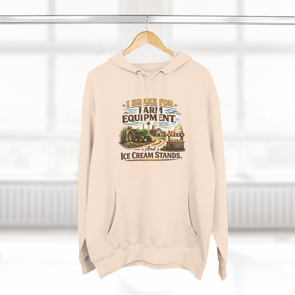 Farm Equipment & Ice Cream Stands Hoodie - Vintage Country Farming Graphic Hoodie