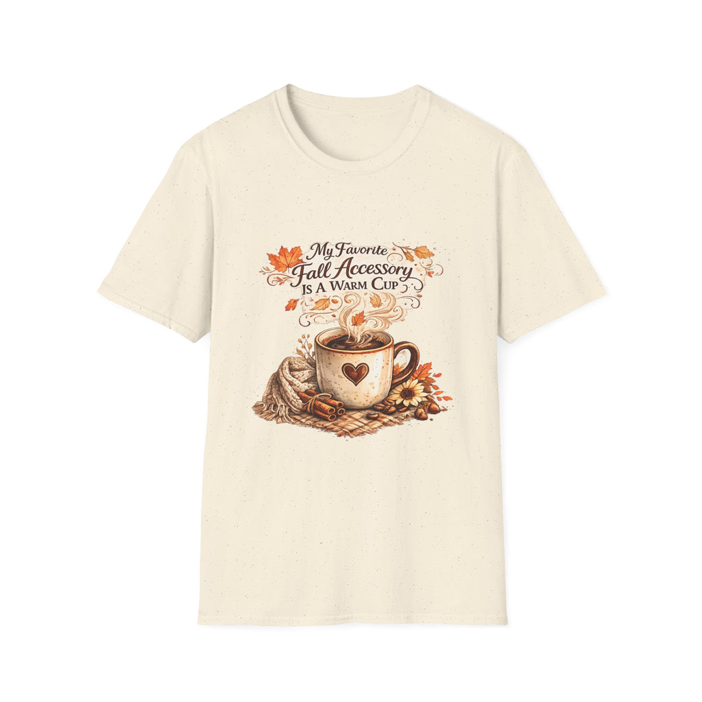 "My Favorite Fall Accessory Is A Warm Cup" Cozy Autumn Tee — Fall Coffee T-Shirt