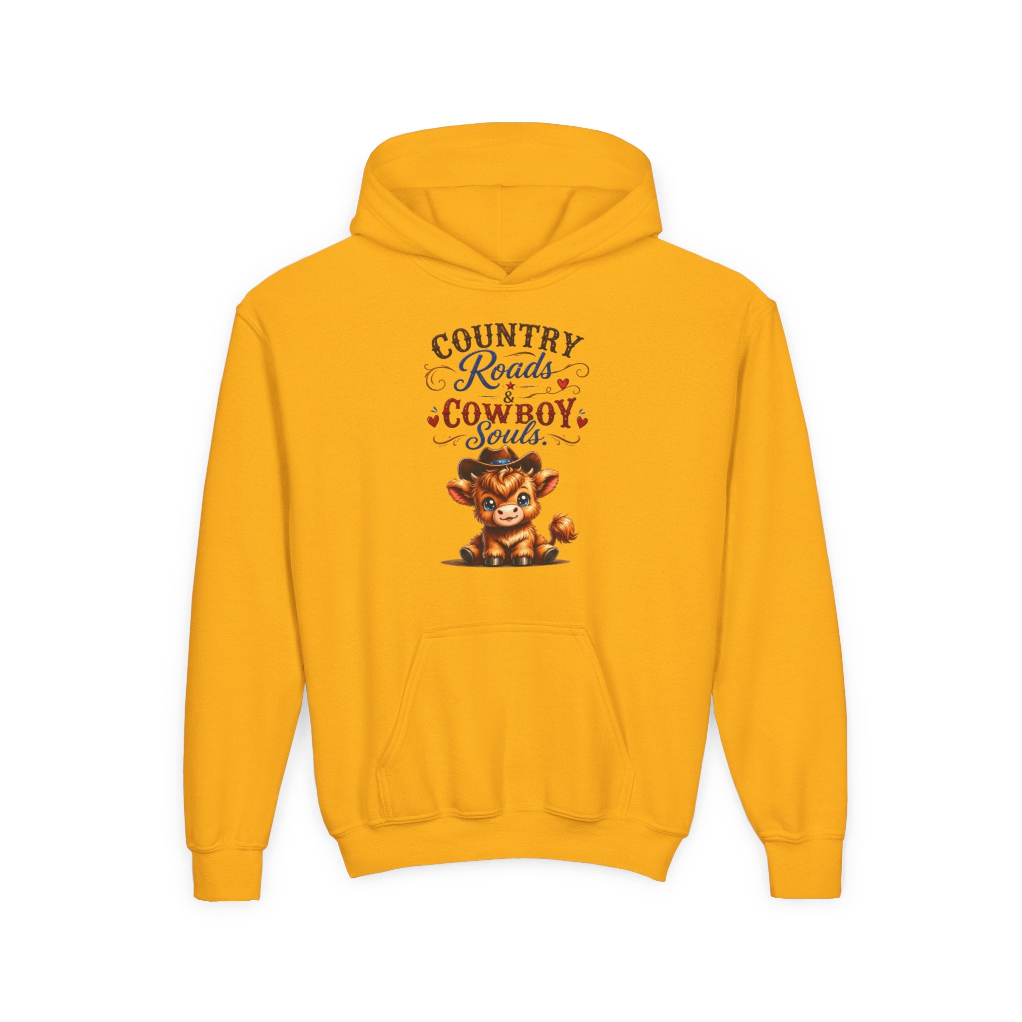 Country Roads Cowboys Souls Youth Heavy Blend Hooded Sweatshirt