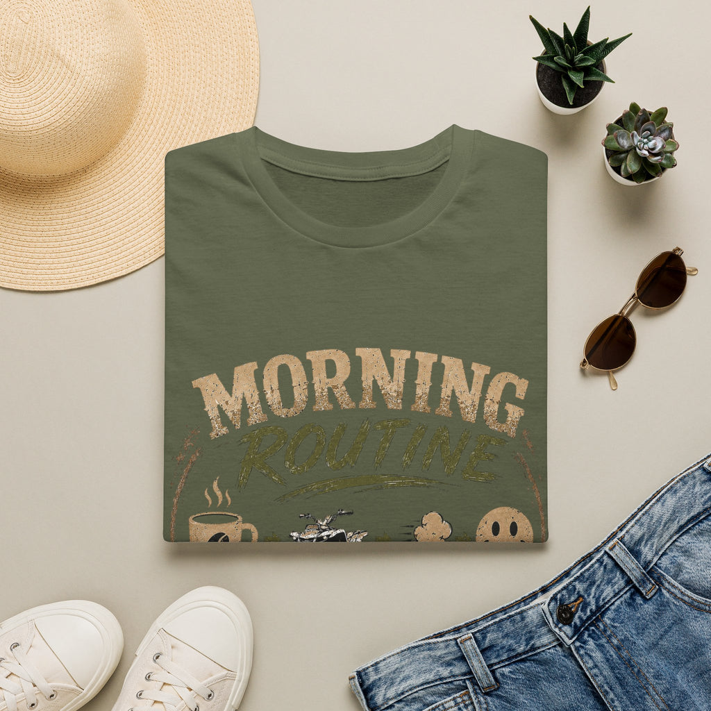 Morning Routine T-Shirt — “Coffee. ATV. Repeat.” Outdoor Adventure Graphic Tee