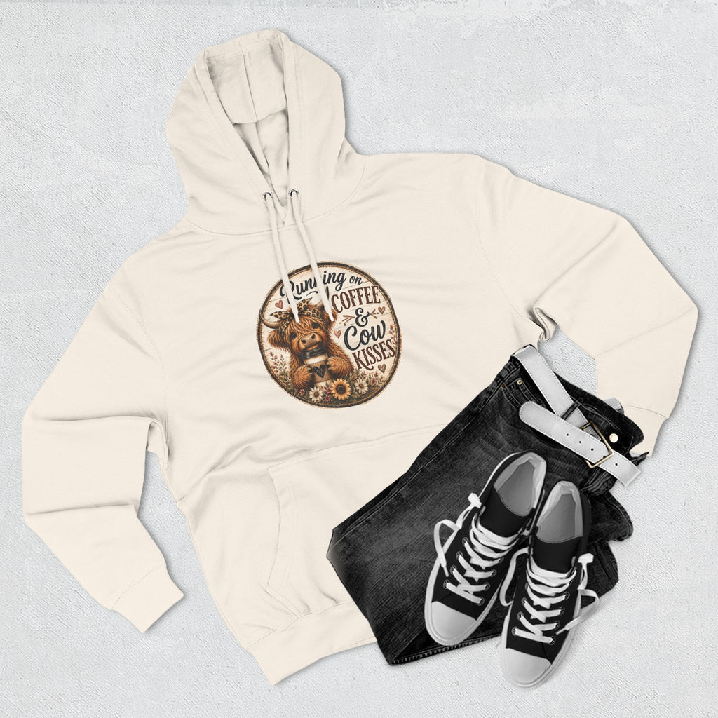 Running on Coffee & Cow Kisses Three-Panel Fleece Hoodie
