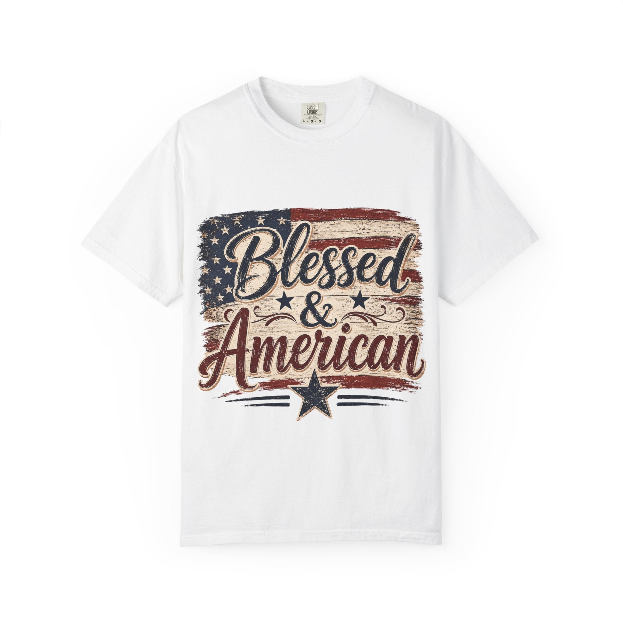 Blessed & American T-Shirt — Patriotic Vintage Flag Tee for 4th of July