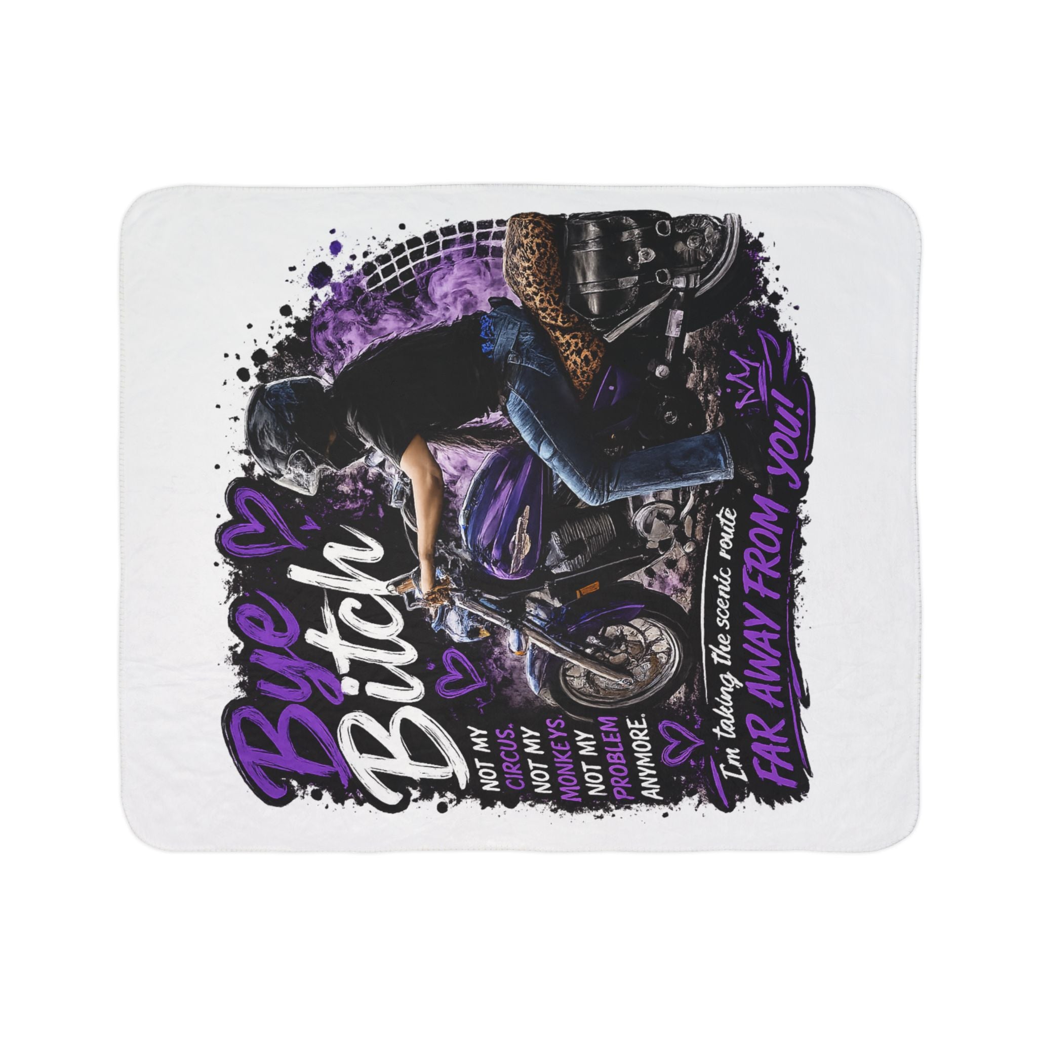 Bye Bitch Motorcycle Fleece Sherpa Blanket – Purple Rider Gifts