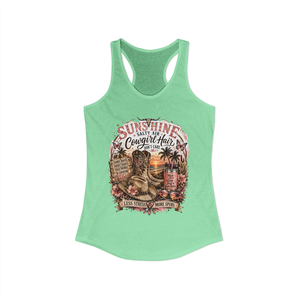Sunshine Salty Air Cowgirl Hair Don't Care - Women's Ideal Racerback Tank