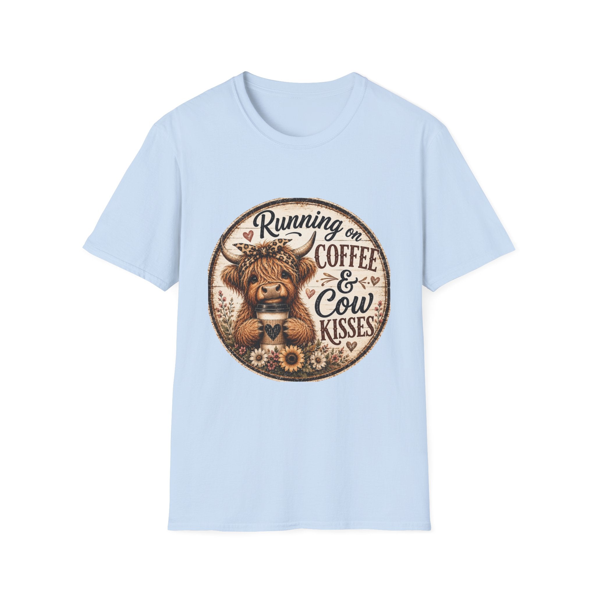 Running on Coffee & Cow Kisses - Unisex Softstyle T-Shirt