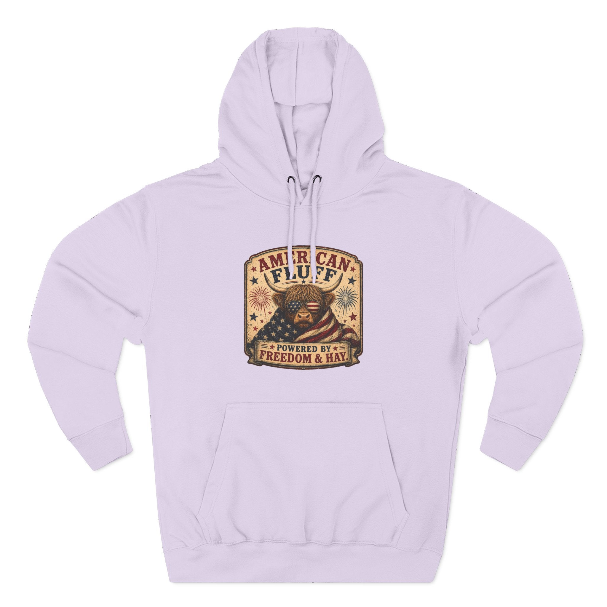American Fluff Highland Cow Three-Panel Fleece Hoodie