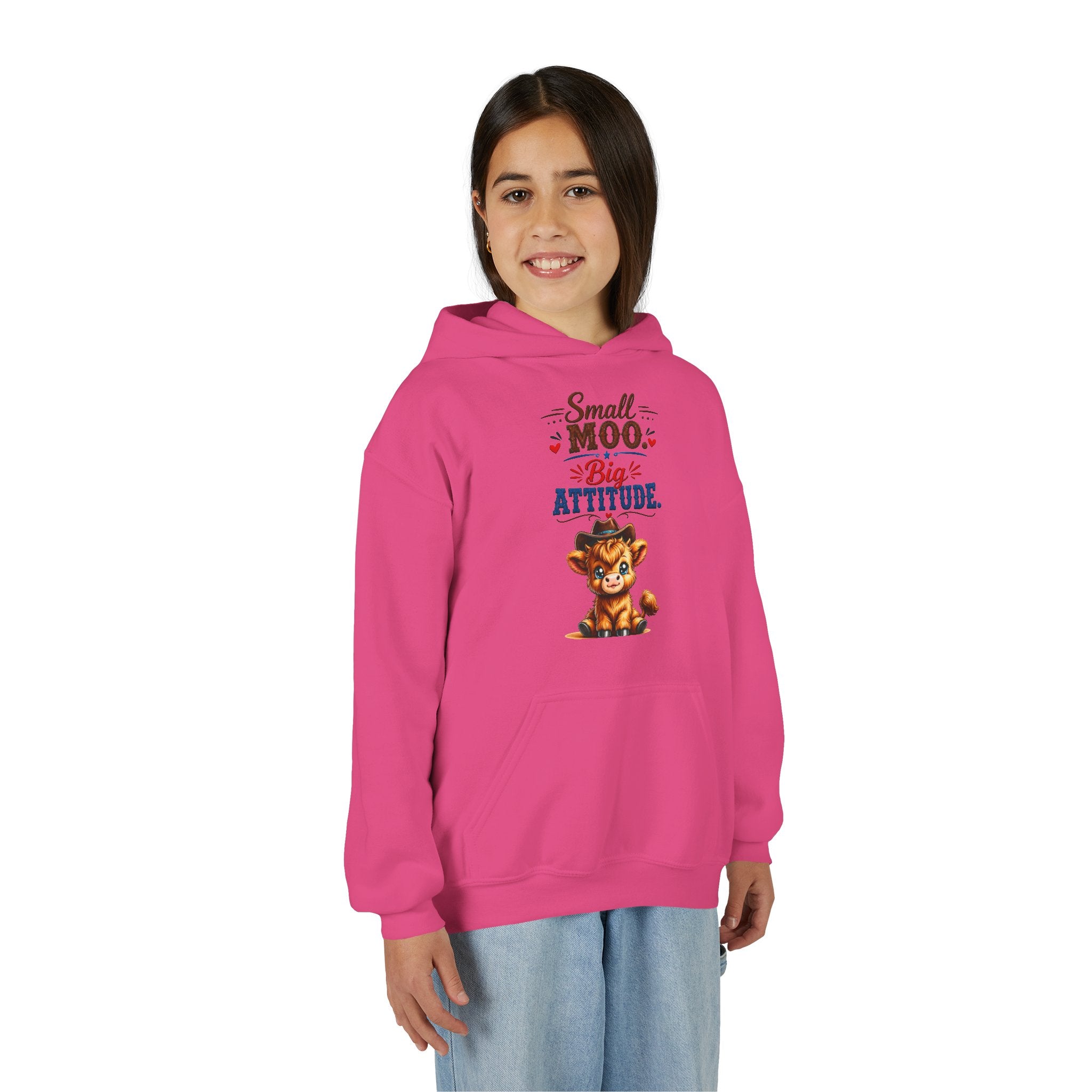 Small Moo Big Attitude Youth Heavy Blend Hooded Sweatshirt