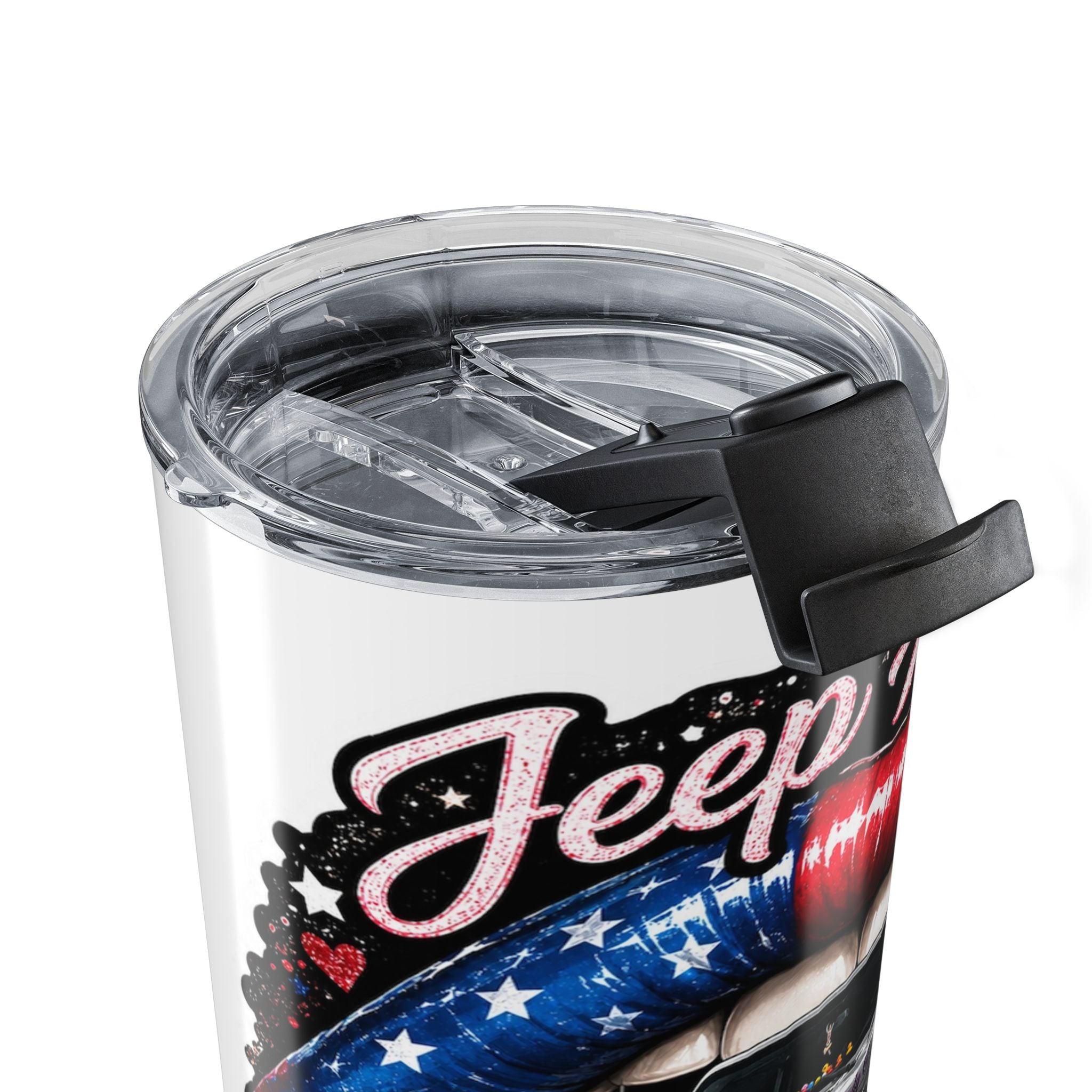 20oz Jeep Tumbler — "Keep Haulin' Don't Care" Patriotic Off‑Road Travel Mug