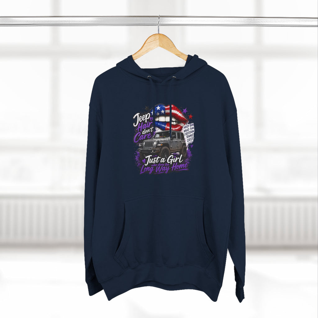 Patriotic 'Jeep Ain't Just a Girl Thing' – Graphic Fleece Pullover Jeep Driver Hoodie