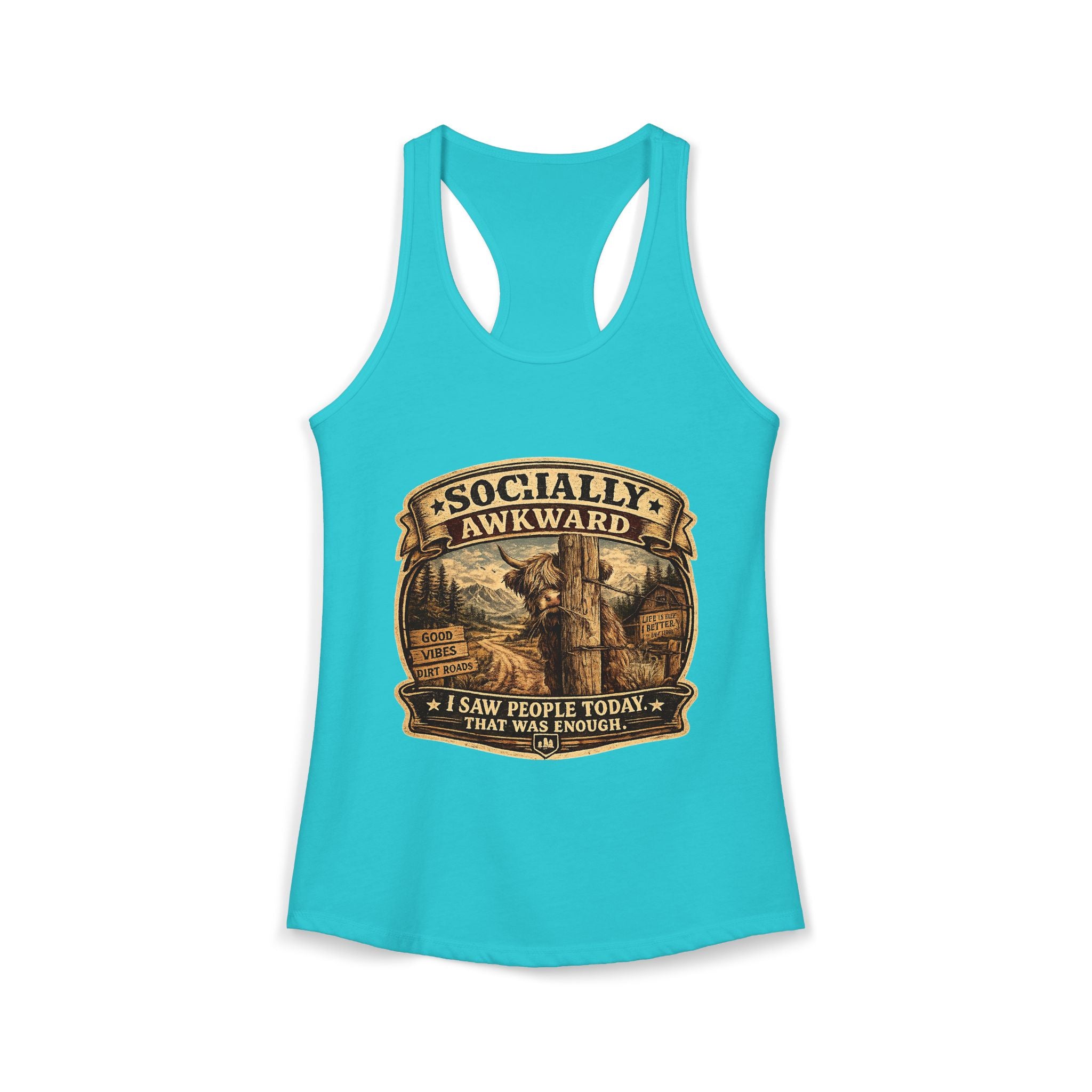 Socially Awkward Highland Cow Women's Ideal Racerback Tank