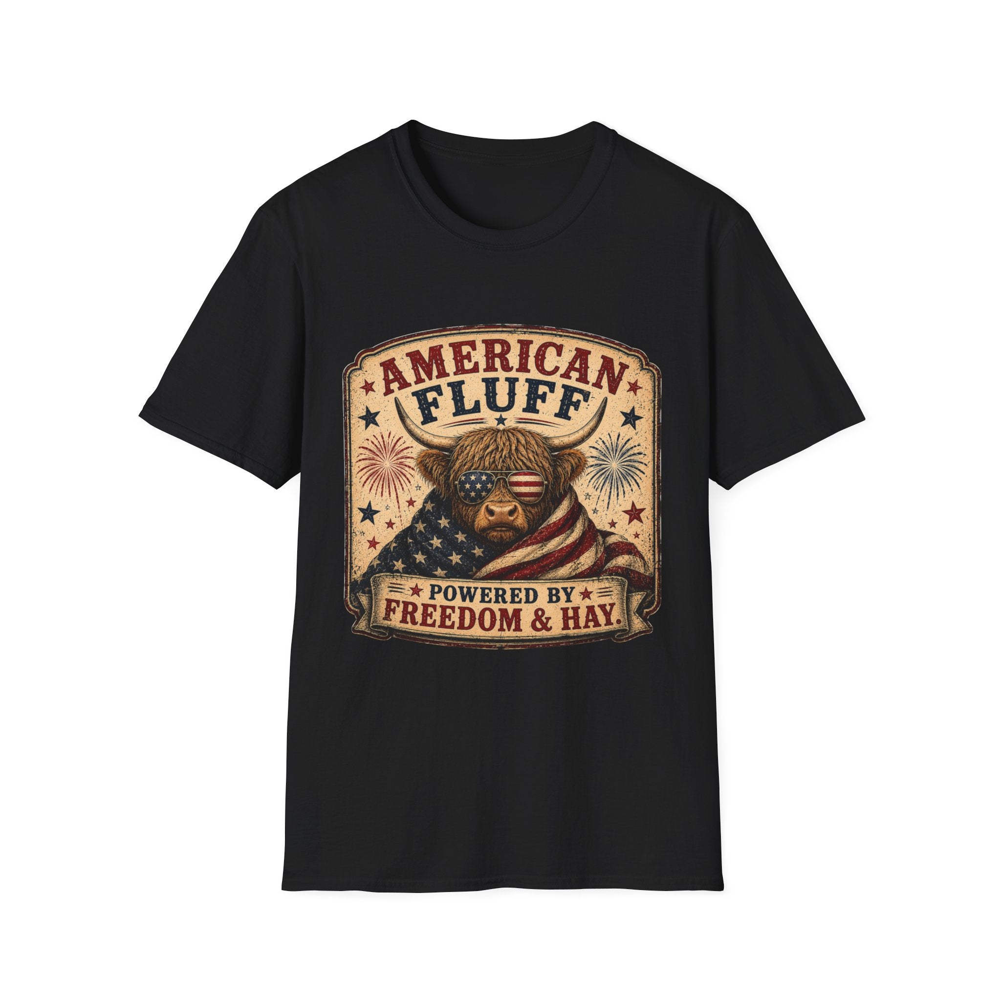American Fluff Highland Cow Unisex Softstyle T-Shirt