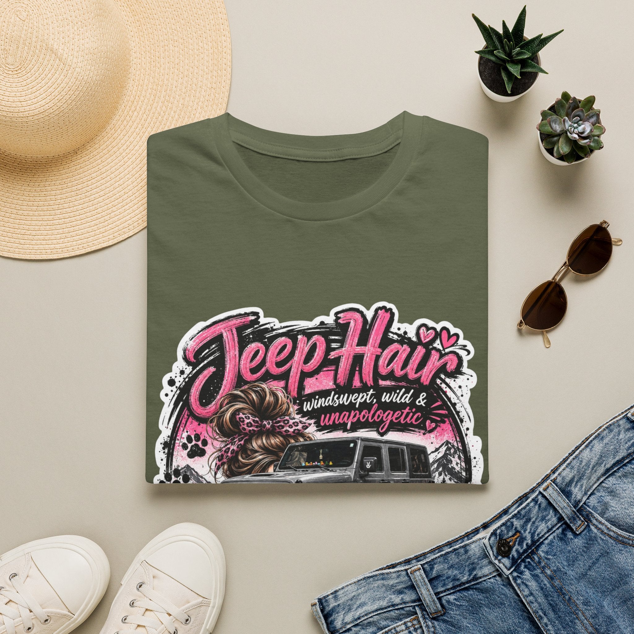 Jeep Hair Don't Care (Pink) Unisex Softstyle T-Shirt