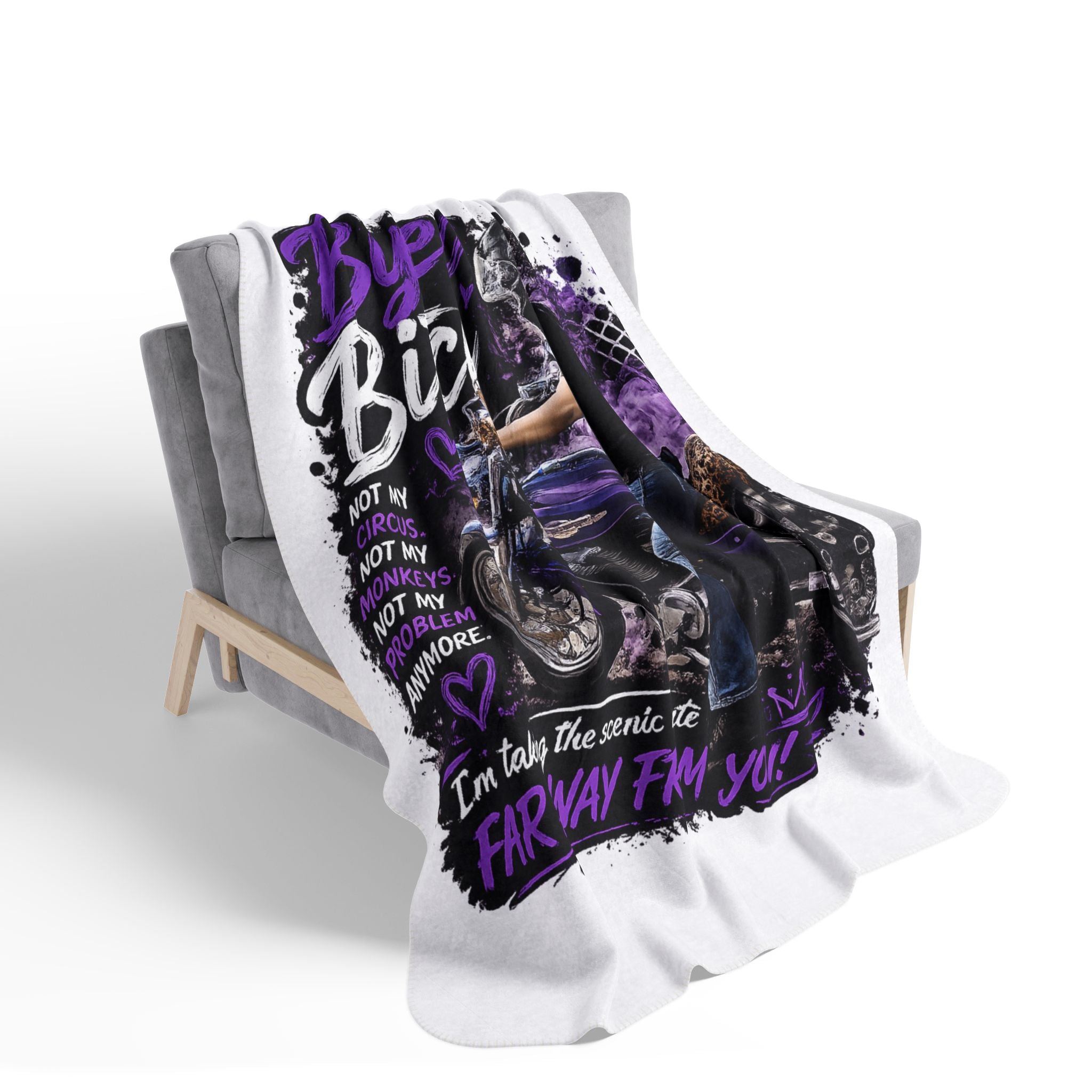 Bye Bitch Motorcycle Fleece Sherpa Blanket – Purple Rider Gifts