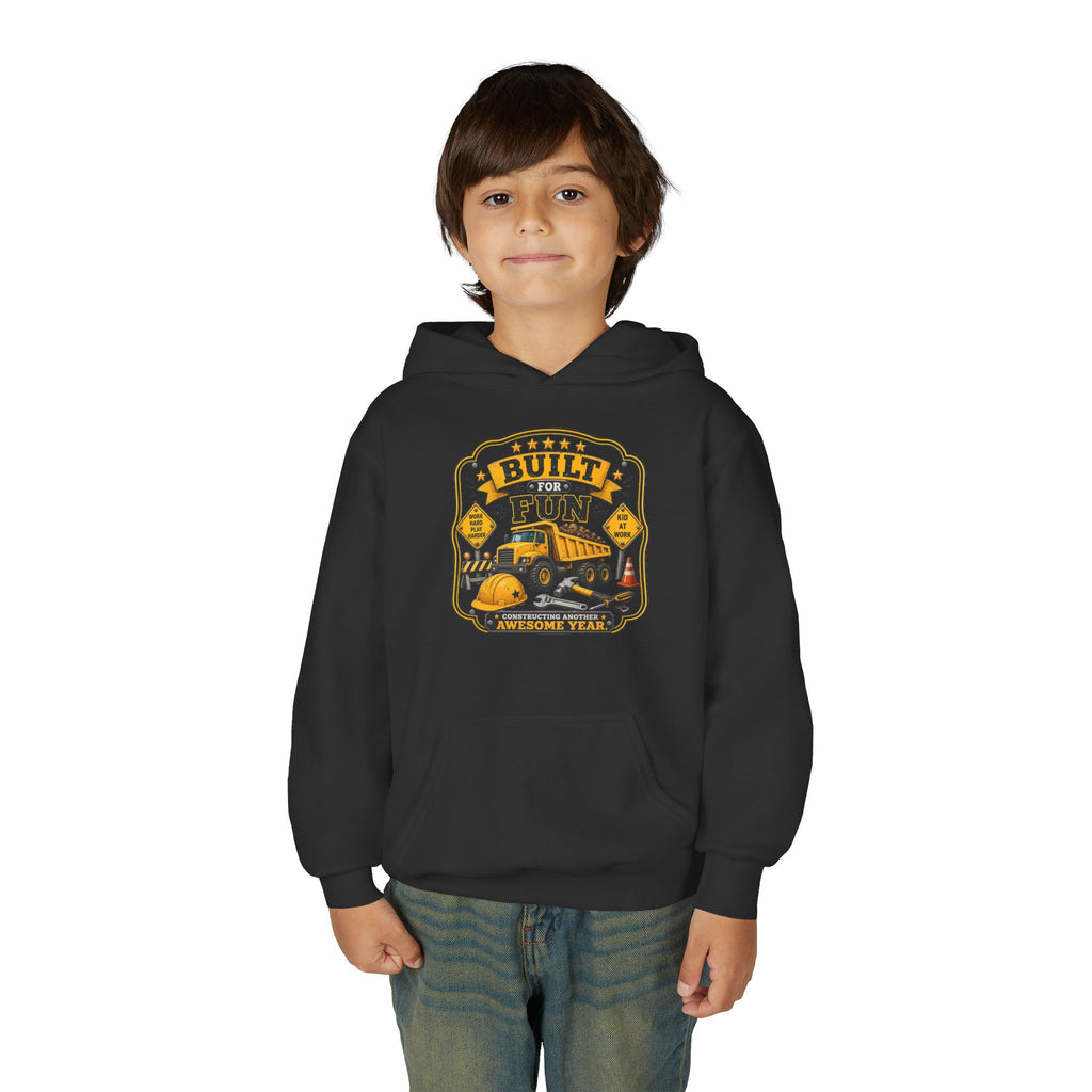 "Built for Fun" Construction Truck Pullover - Youth Hoodie
