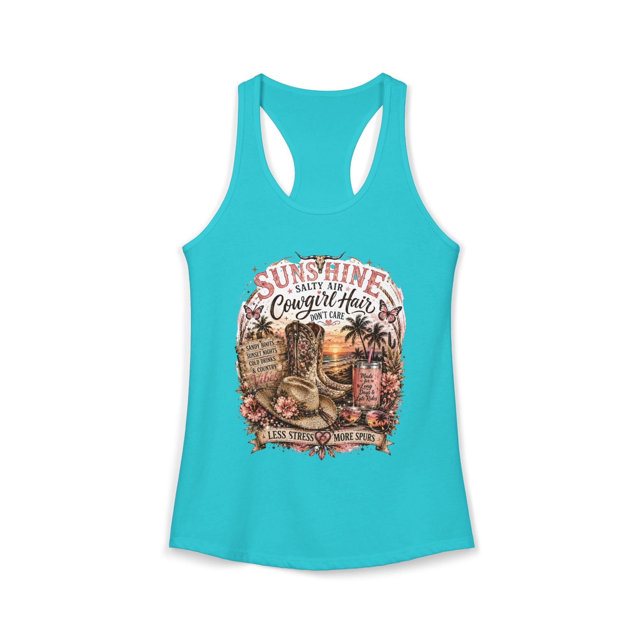 Sunshine Salty Air Cowgirl Hair Don't Care - Women's Ideal Racerback Tank