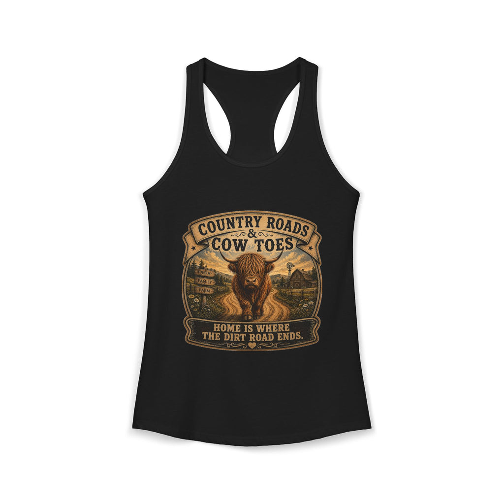Country Roads & Cow Toes Women's Ideal Racerback Tank
