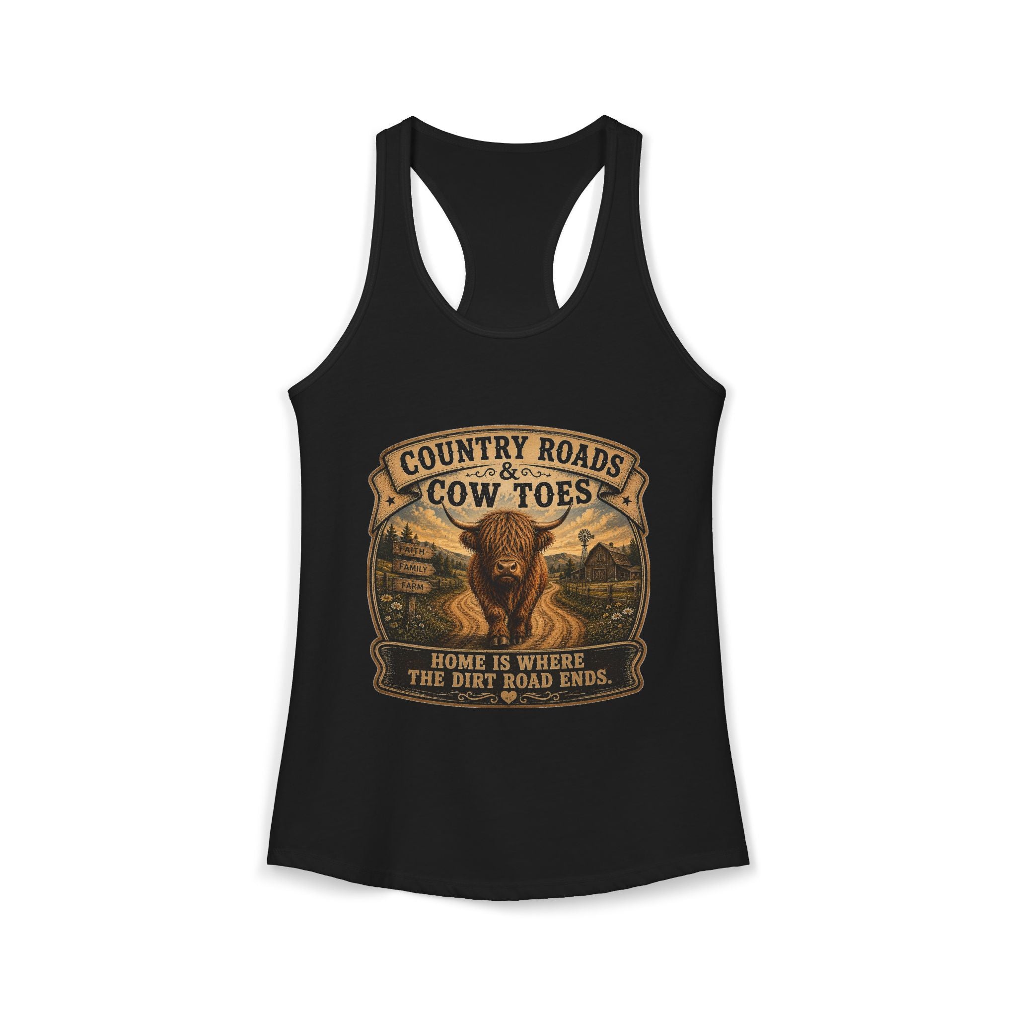 Country Roads & Cow Toes Women's Ideal Racerback Tank