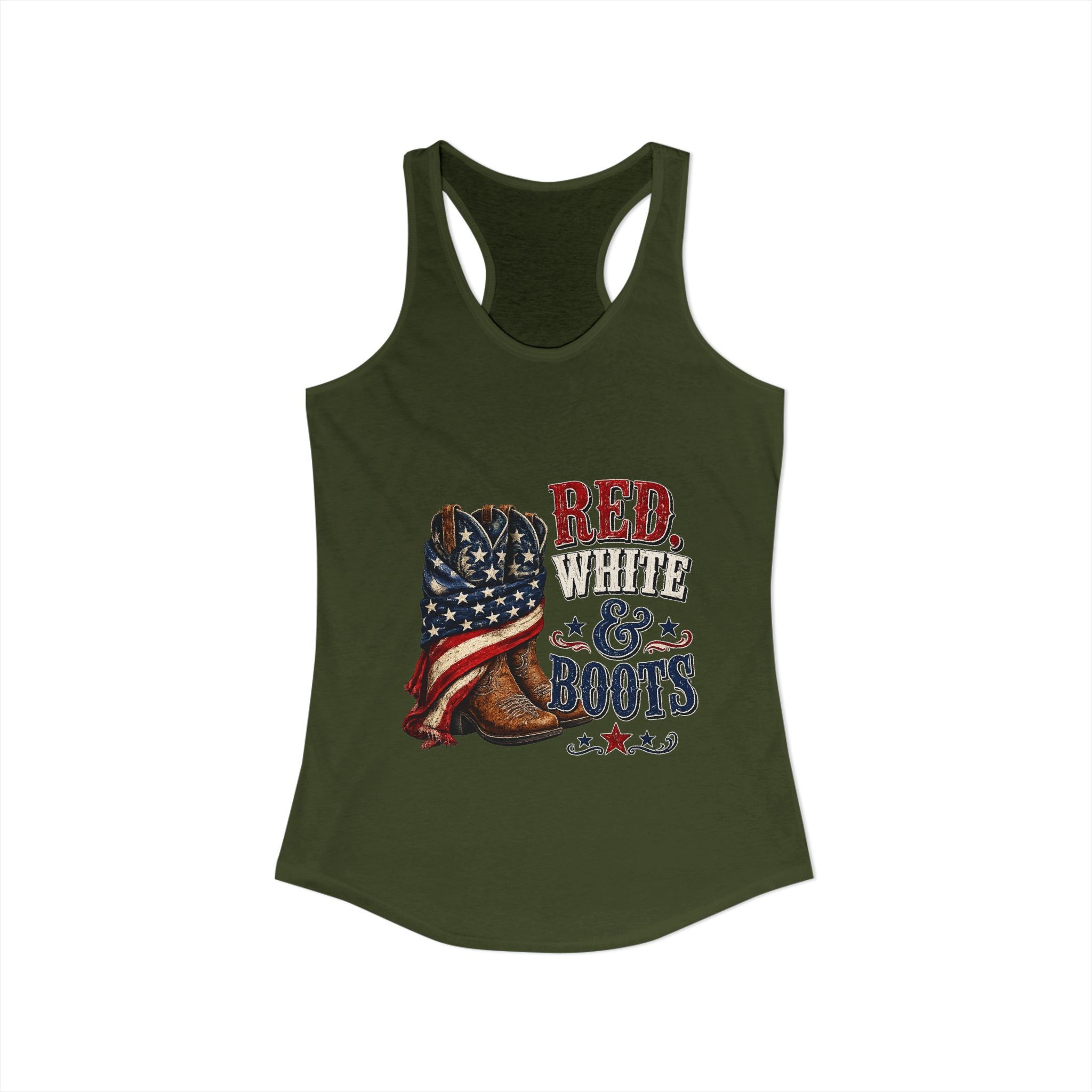 Red, White, & Boots Women's Ideal Racerback Tank