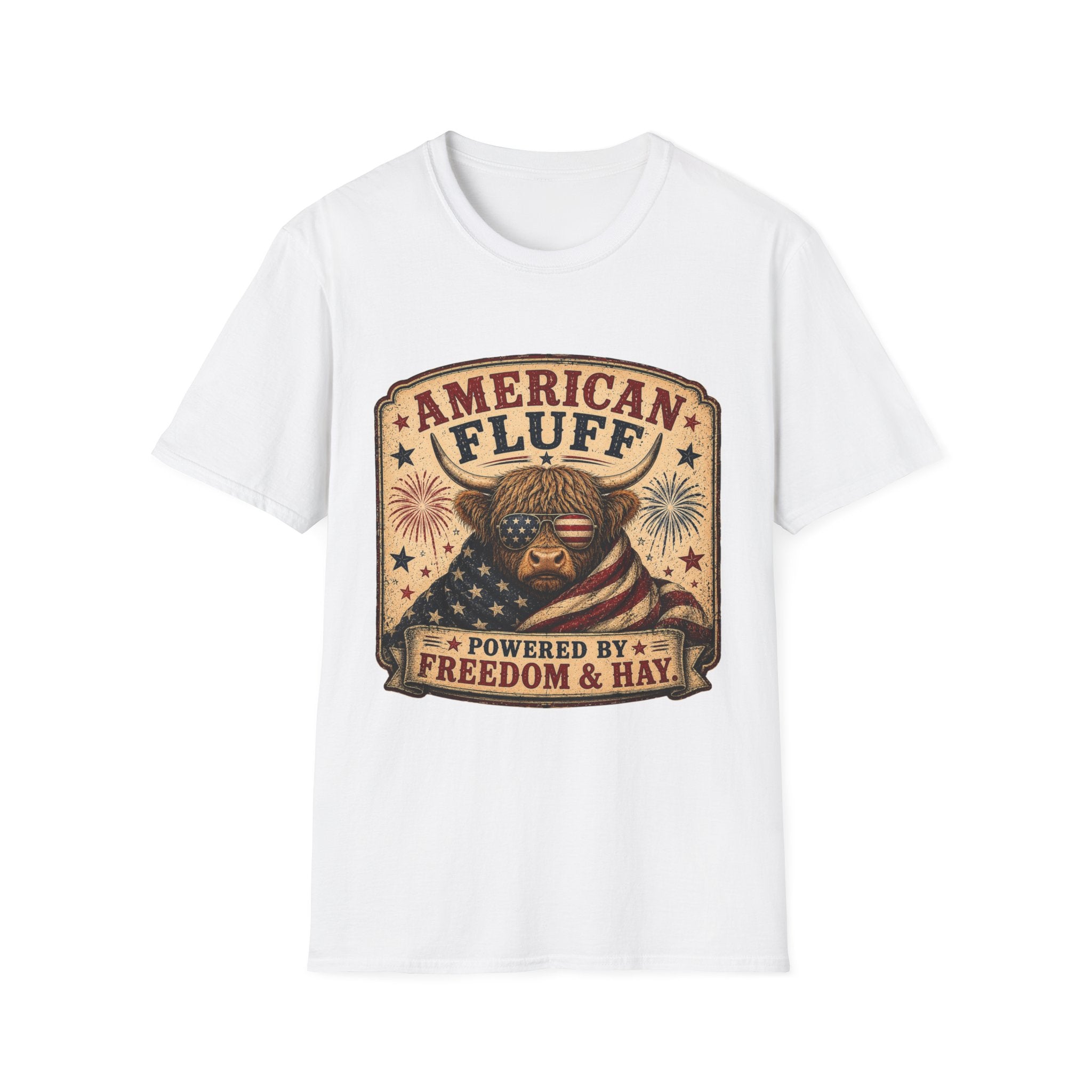 American Fluff Highland Cow Unisex Softstyle T-Shirt