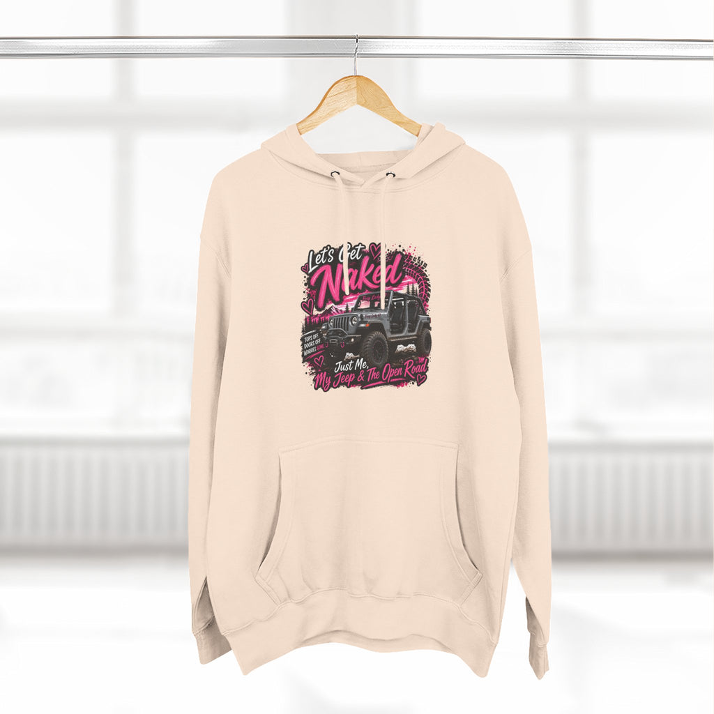 Jeep 'Let's Get Naked' Graphic Hoodie — (Pink) Off-Road Adventure Pullover