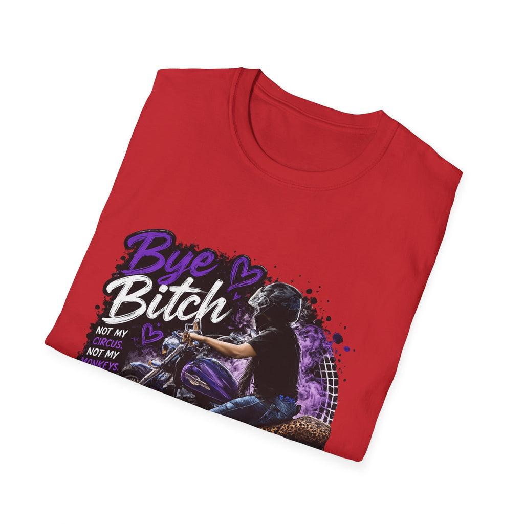 T‑Shirt "Bue Bitch" Purple Motorcycle Design – Biker Babe Graphic
