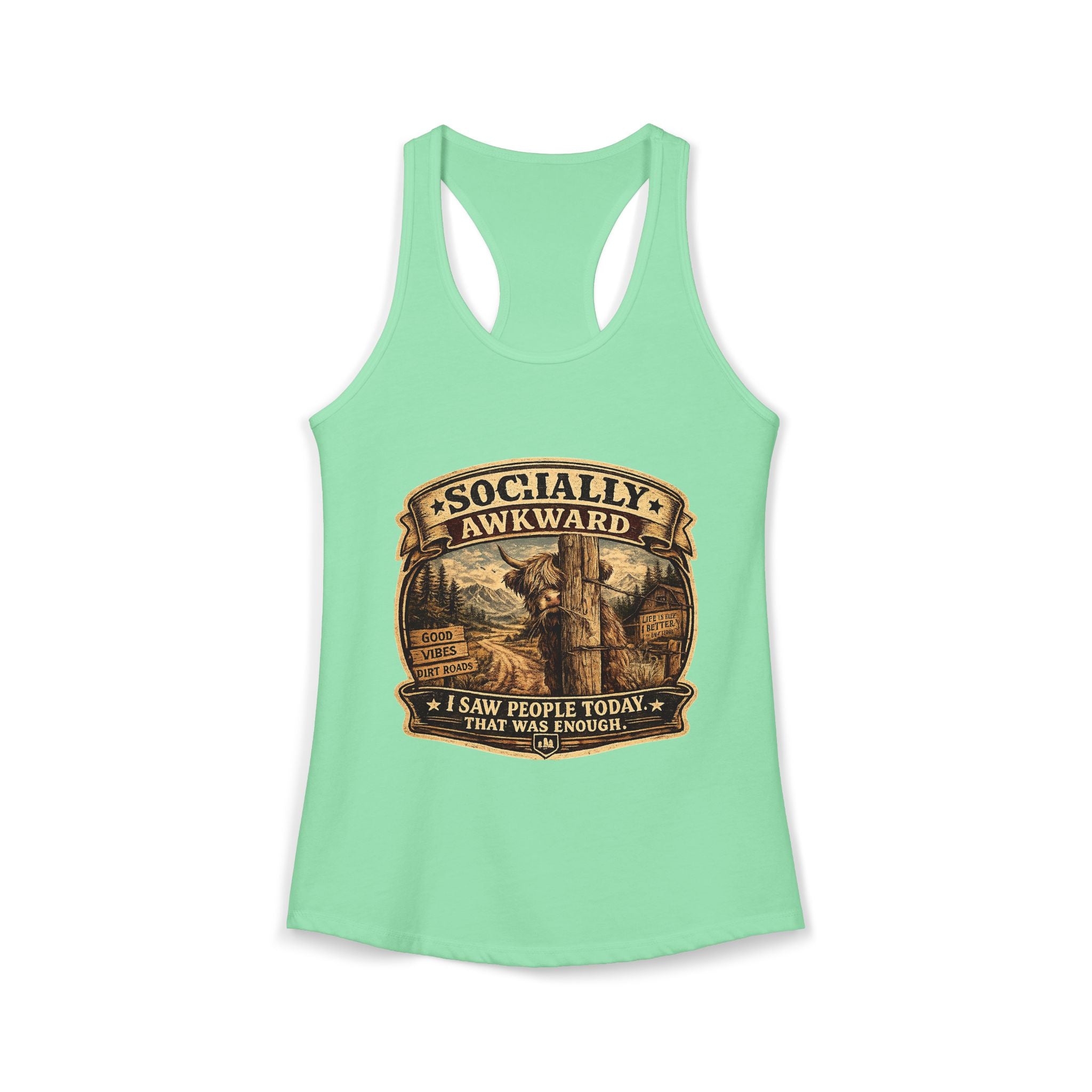 Socially Awkward Highland Cow Women's Ideal Racerback Tank