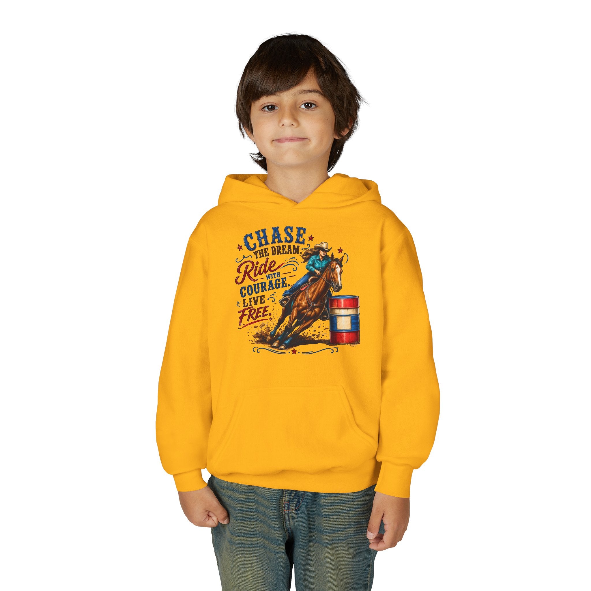 Chase the Dream with Courage Youth Heavy Blend Hooded Sweatshirt